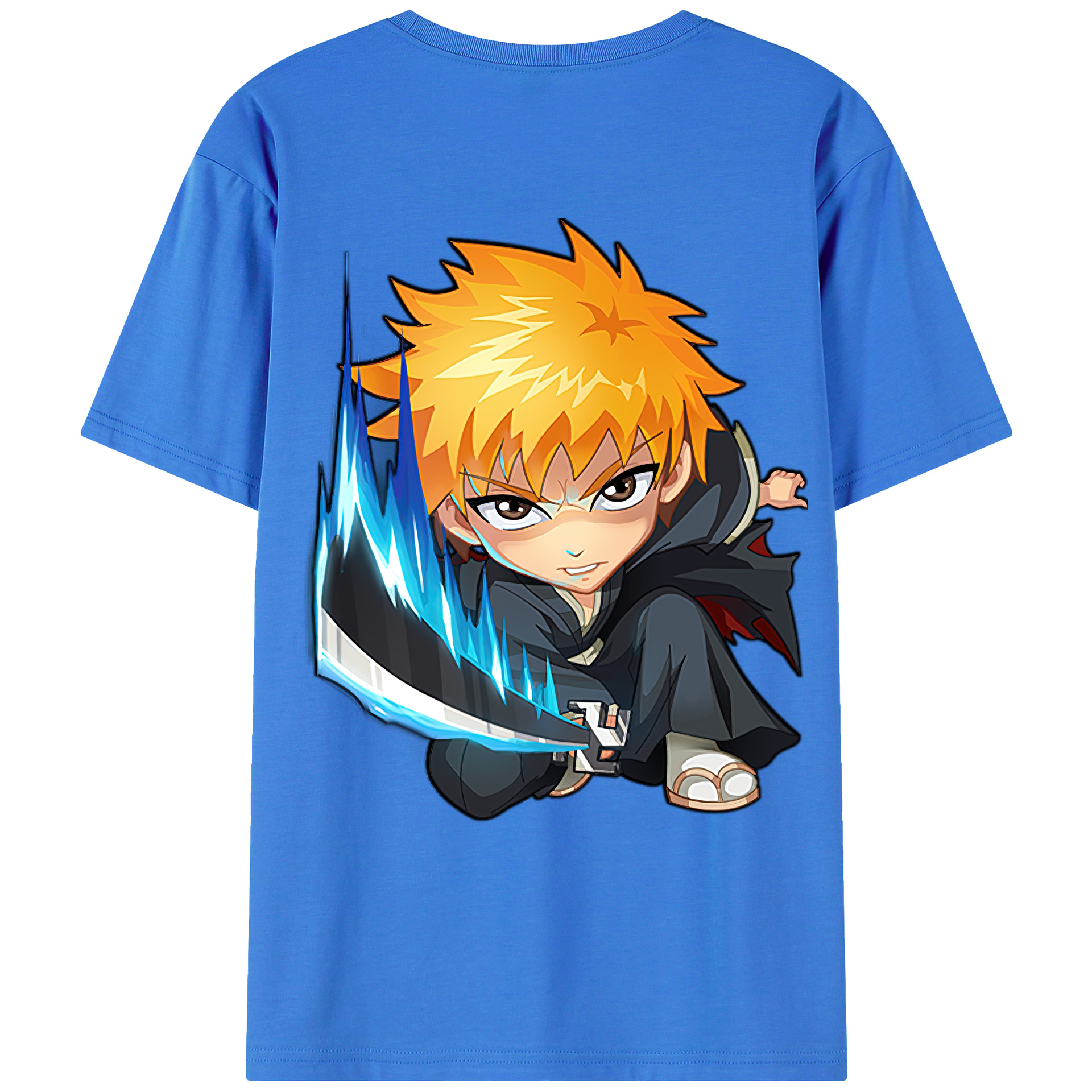 （画像用） ブリーチ 黒崎一護（くろさき いちご）BLEACH Kurosaki Ichigo 綿100％ メンズ半袖Tシャツ（バックプリント） 通気性