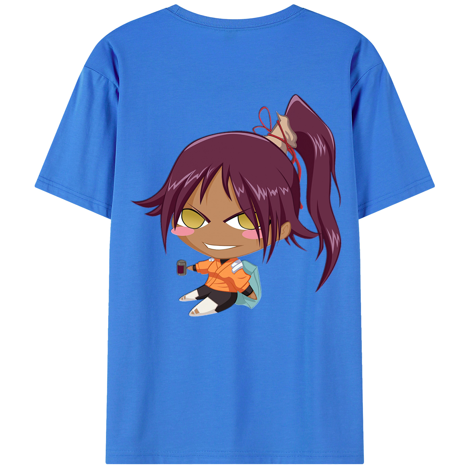 （画像用） ブリーチ 四楓院 夜一（しほういん よるいち） BLEACH Shihouin Yoruichi 綿100％ メンズ半袖Tシャツ（バックプリント） 通気性
