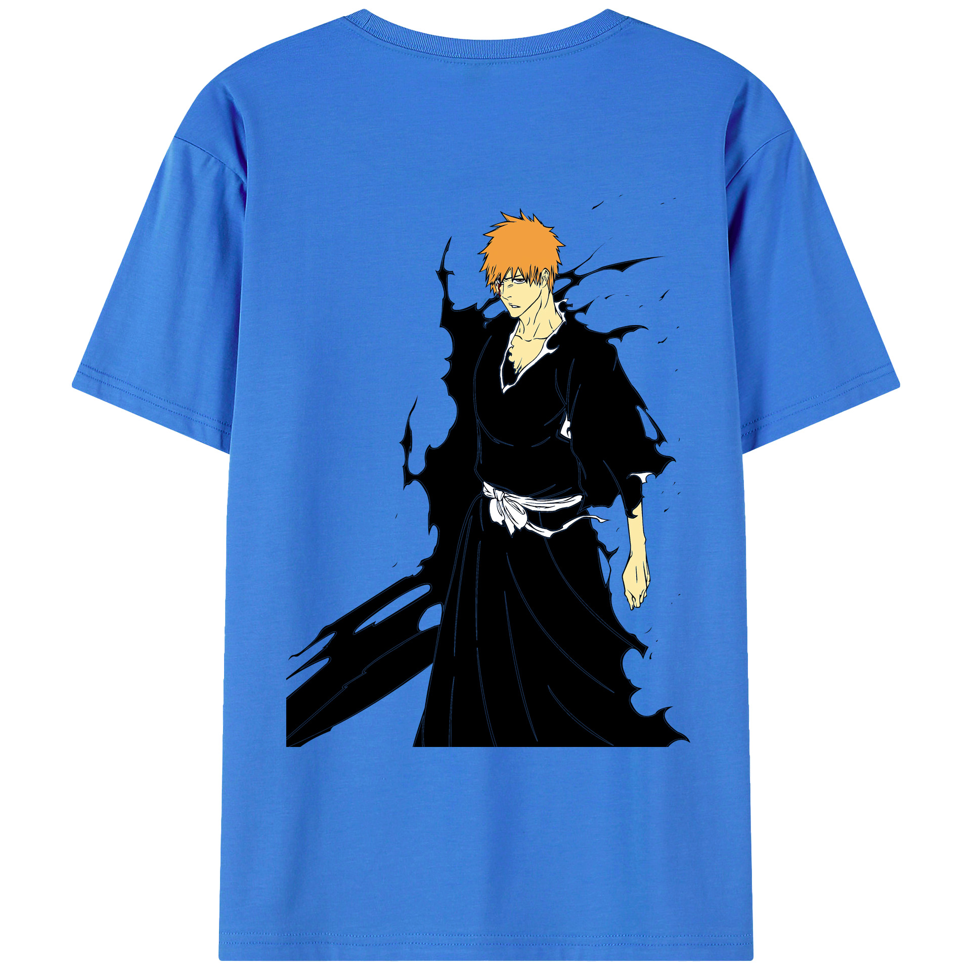 （画像用） ブリーチ 黒崎一護（くろさき いちご）BLEACH Kurosaki Ichigo 綿100％ メンズ半袖Tシャツ（バックプリント） 通気性
