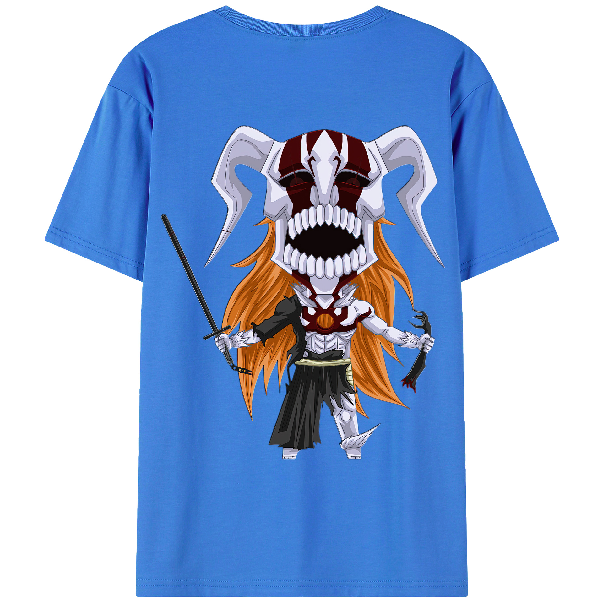 （画像用） ブリーチ 黒崎一護（くろさき いちご）BLEACH Kurosaki Ichigo 綿100％ メンズ半袖Tシャツ（バックプリント） 通気性