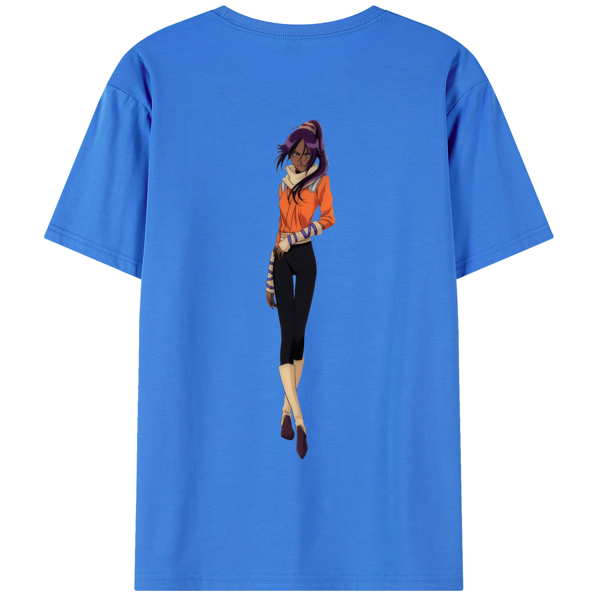 （画像用） ブリーチ 四楓院 夜一（しほういん よるいち） BLEACH Shihouin Yoruichi 綿100％ メンズ半袖Tシャツ（バックプリント） 通気性