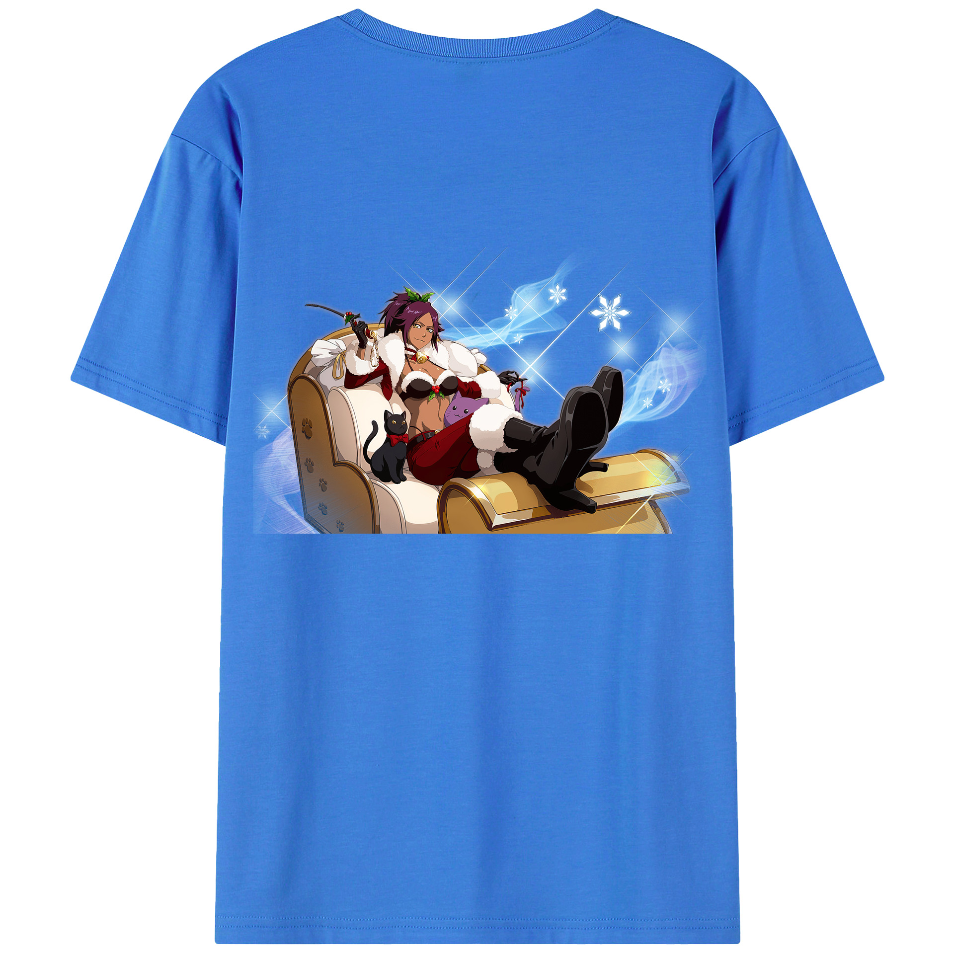 （画像用） ブリーチ 四楓院 夜一（しほういん よるいち） BLEACH Shihouin Yoruichi 綿100％ メンズ半袖Tシャツ（バックプリント） 通気性