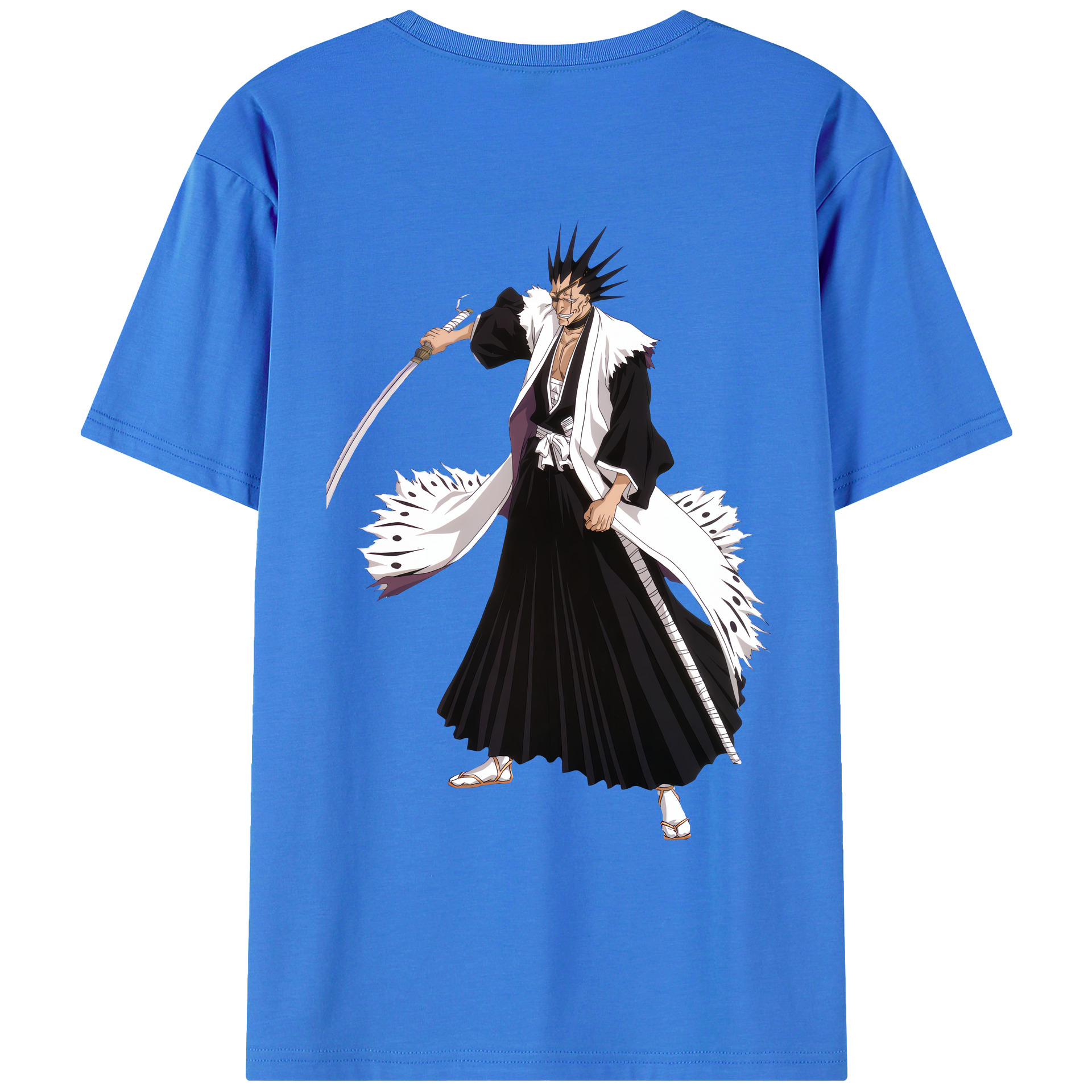 （画像用） ブリーチ ざらき けんぱち BLEACH Zaraki Kenpachi 綿100％ メンズ半袖Tシャツ（バックプリント） 通気性