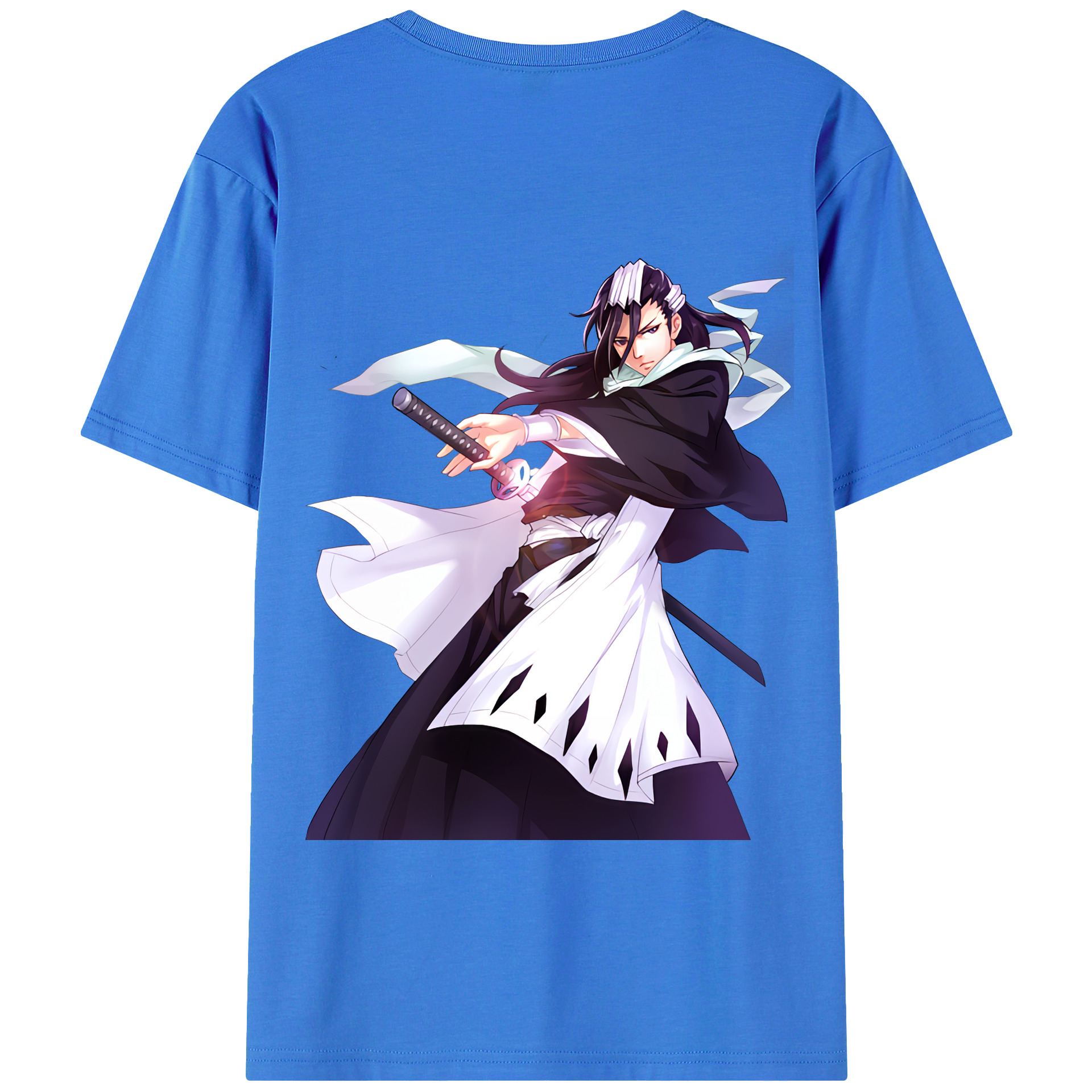 （画像用） ブリーチ くちき びゃくや BLEACH Kuchiki Byakuya 綿100％ メンズ半袖Tシャツ（バックプリント） 通気性