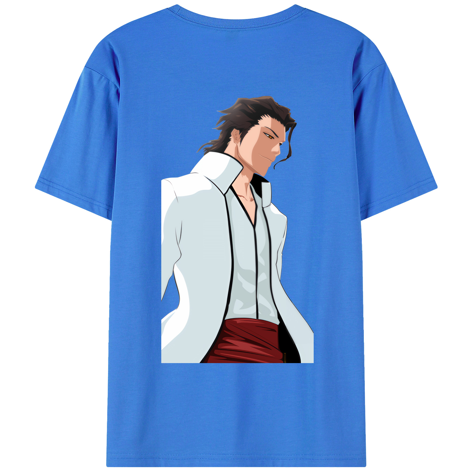 （画像用） ブリーチ 藍染 惣右介（あいぜん そうすけ） BLEACH Aizen Sousuke 綿100％ メンズ半袖Tシャツ（バックプリント） 通気性