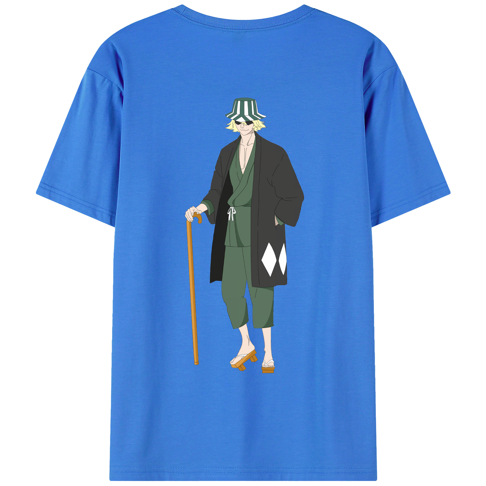 （画像用） "ブリーチ 浦原 喜助（うらはら きすけ） BLEACH Urahara Kisuke " 綿100％ メンズ半袖Tシャツ（バックプリント） 通気性