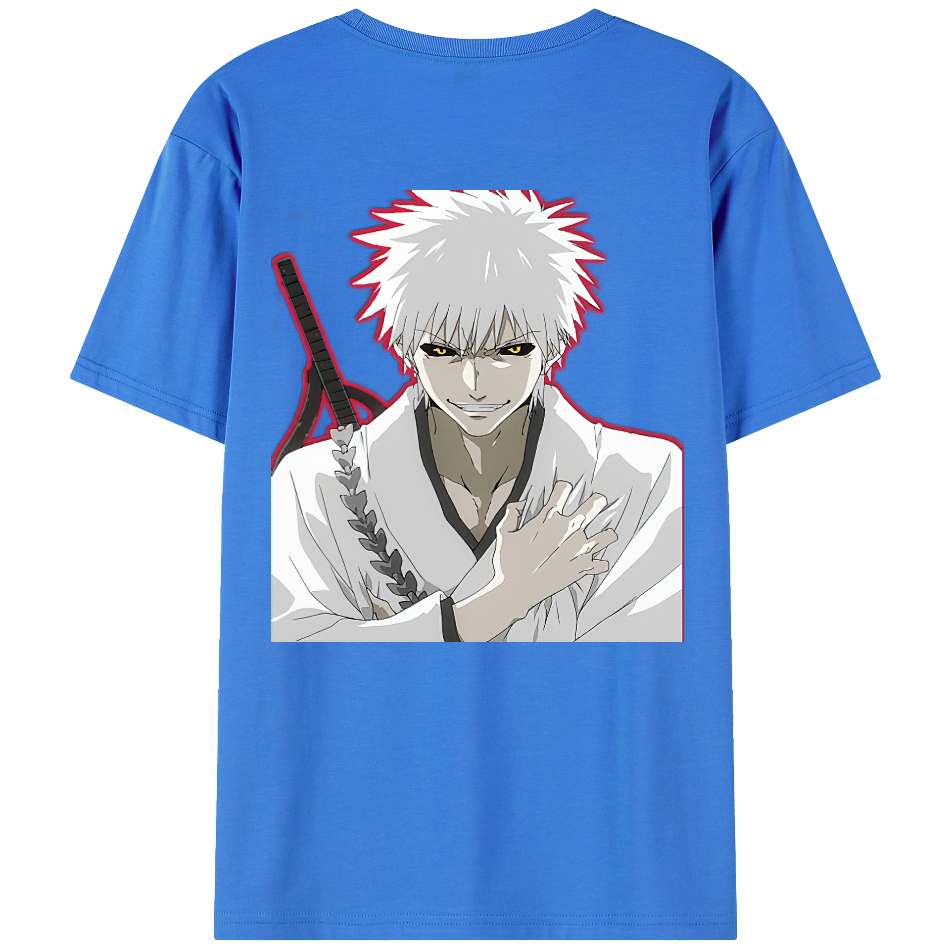 （画像用） ブリーチ 黒崎一護（くろさき いちご）BLEACH Kurosaki Ichigo 綿100％ メンズ半袖Tシャツ（バックプリント） 通気性
