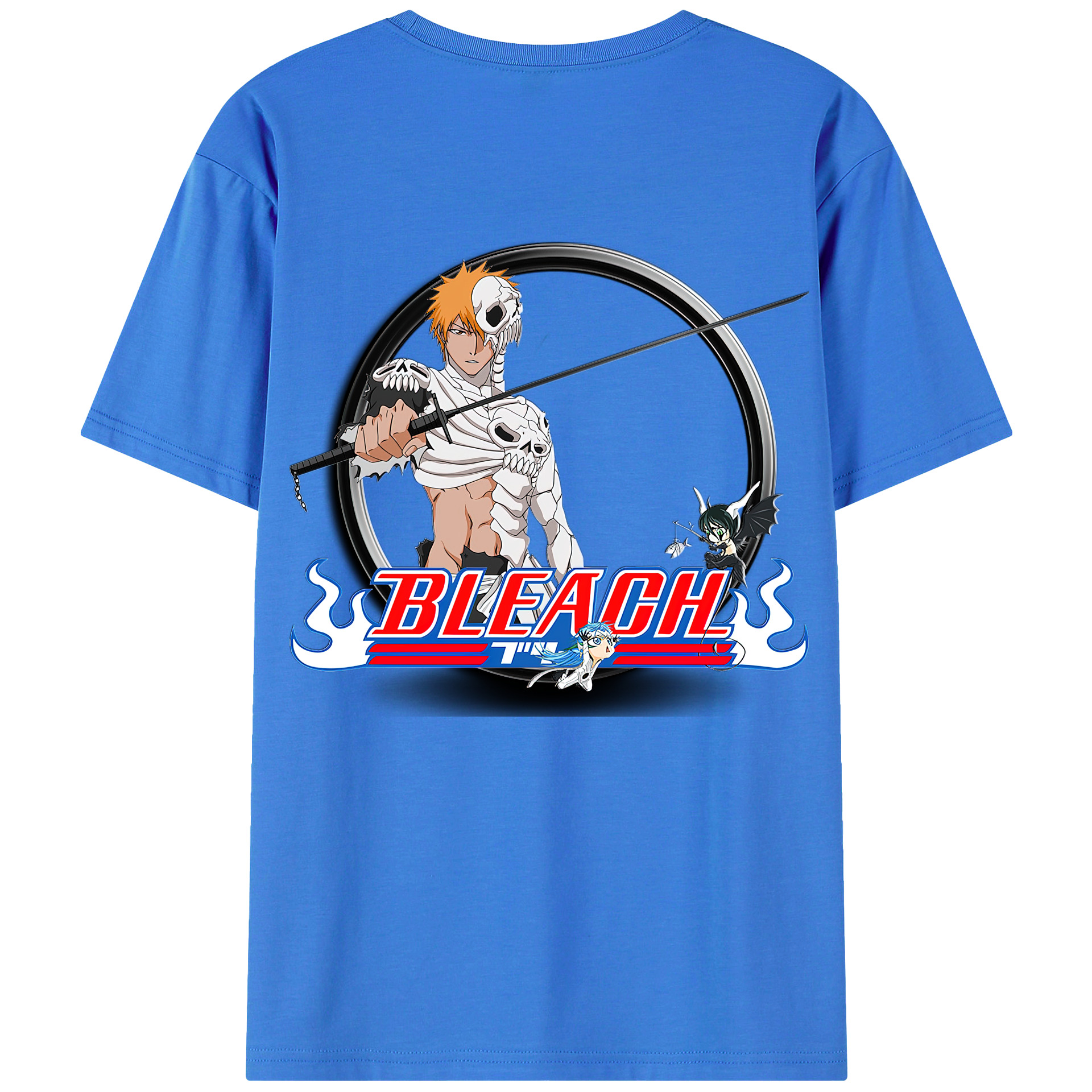 （画像用） ブリーチ 黒崎一護（くろさき いちご）BLEACH Kurosaki Ichigo 綿100％ メンズ半袖Tシャツ（バックプリント） 通気性