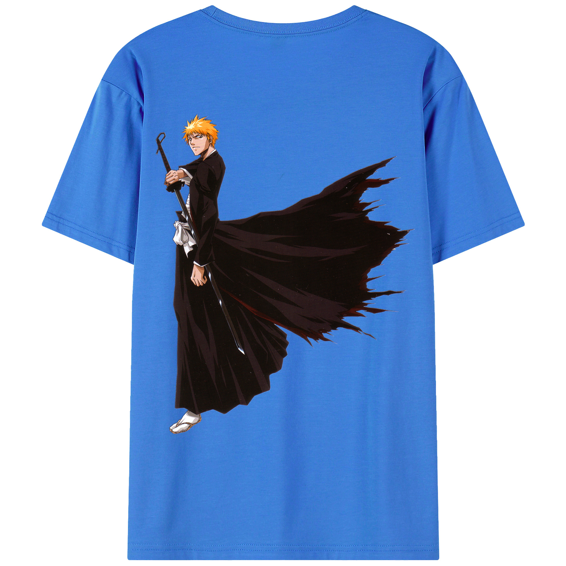 （画像用） ブリーチ 黒崎一護（くろさき いちご）BLEACH Kurosaki Ichigo 綿100％ メンズ半袖Tシャツ（バックプリント） 通気性