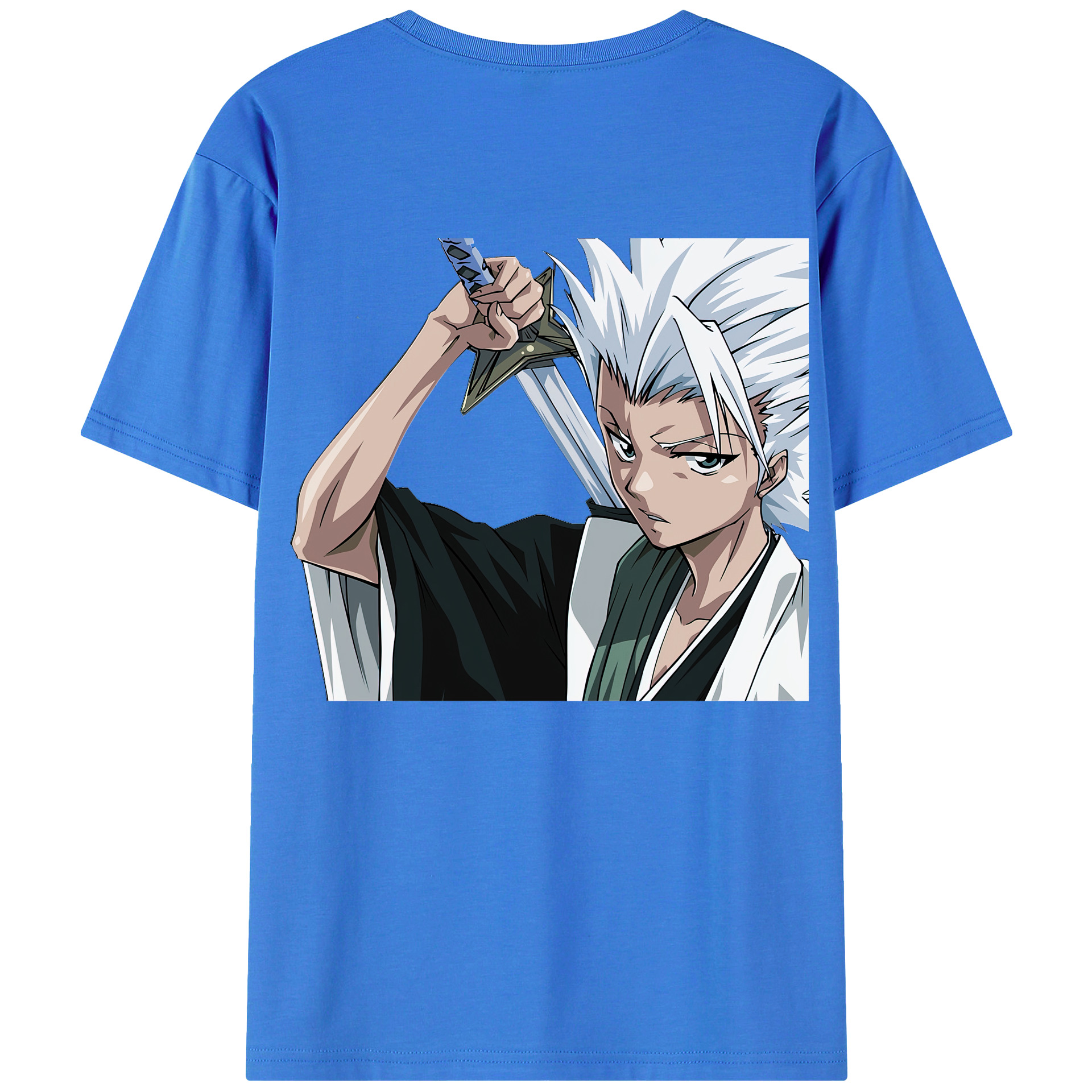 （画像用） ブリーチ 日番谷冬獅郎（ひつがや とうしろう） BLEACH Hitsugaya Toushirou 綿100％ メンズ半袖Tシャツ（バックプリント） 通気性