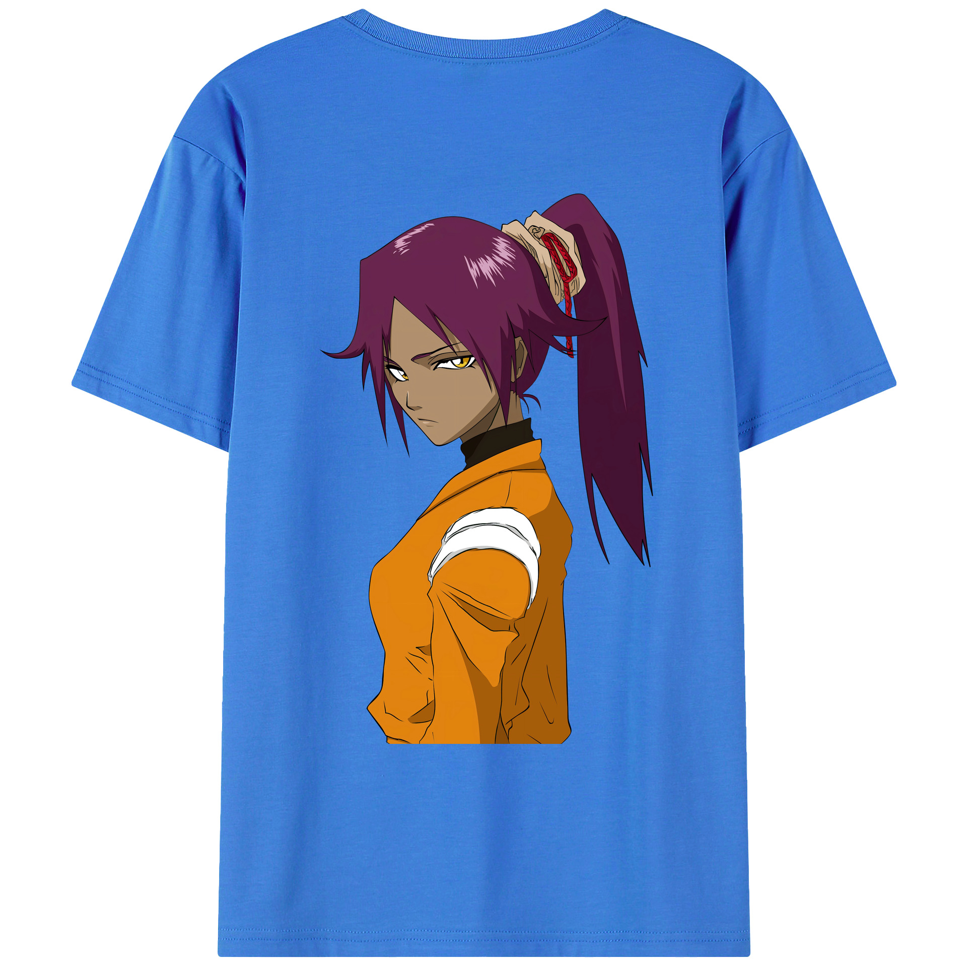 （画像用） ブリーチ 四楓院 夜一（しほういん よるいち） BLEACH Shihouin Yoruichi 綿100％ メンズ半袖Tシャツ（バックプリント） 通気性