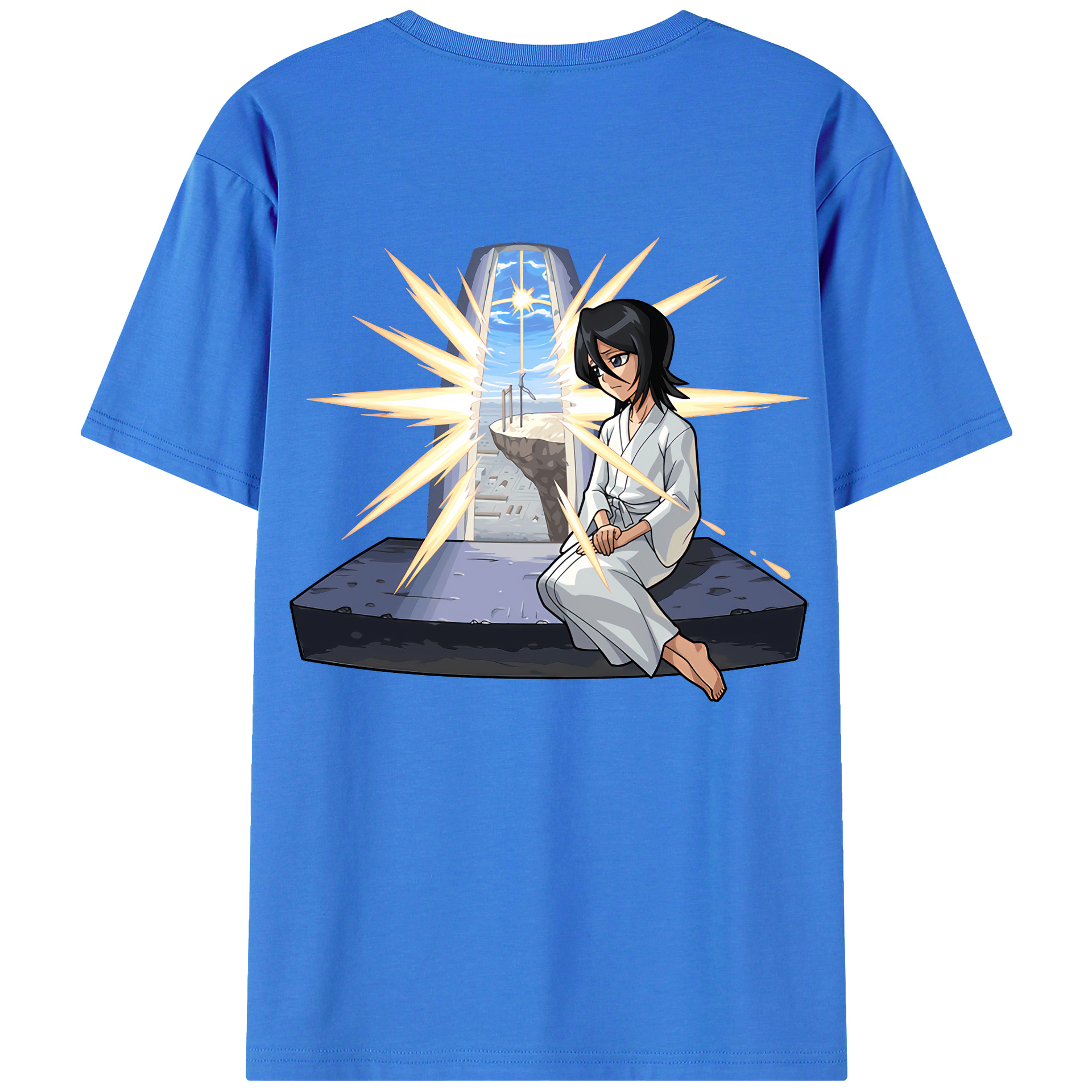 （画像用） ブリーチ 朽木ルキア BLEACH Kuchiki Rukia 綿100％ メンズ半袖Tシャツ（バックプリント） 通気性