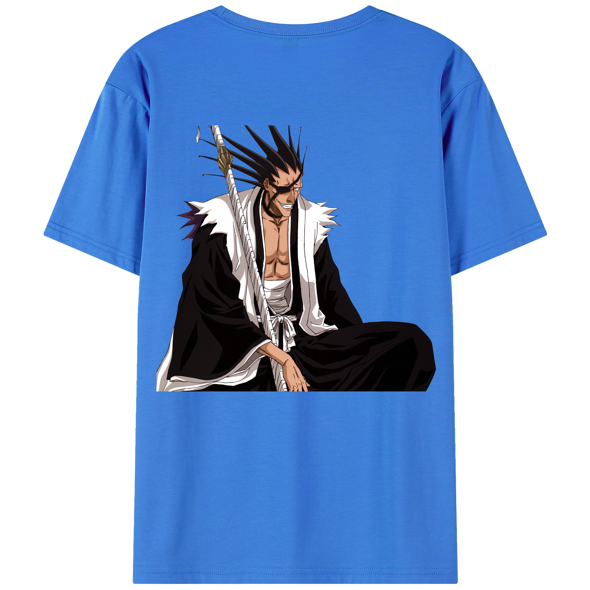 （画像用） ブリーチ ざらき けんぱち BLEACH Zaraki Kenpachi 綿100％ メンズ半袖Tシャツ（バックプリント） 通気性