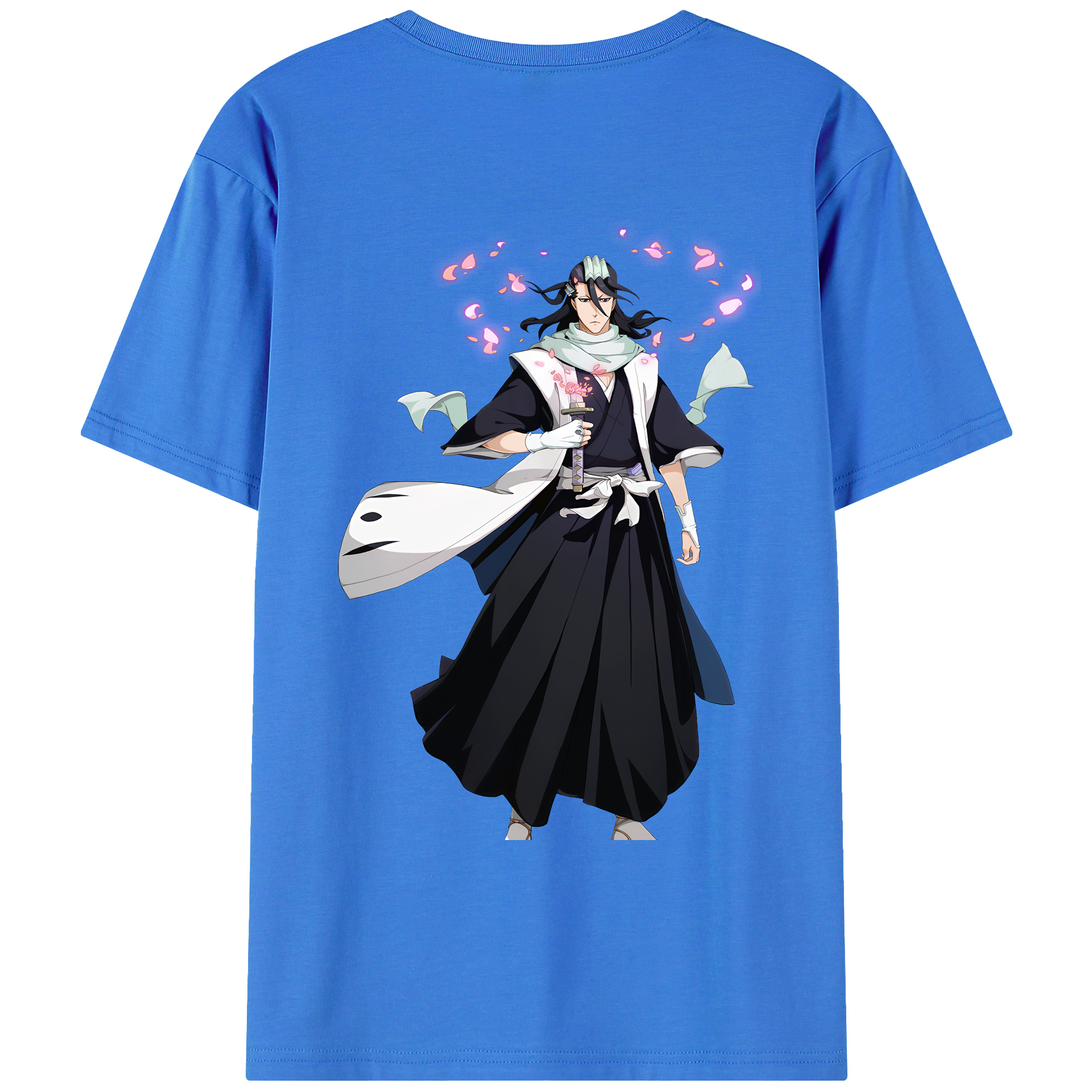 （画像用） ブリーチ くちき びゃくや BLEACH Kuchiki Byakuya 綿100％ メンズ半袖Tシャツ（バックプリント） 通気性