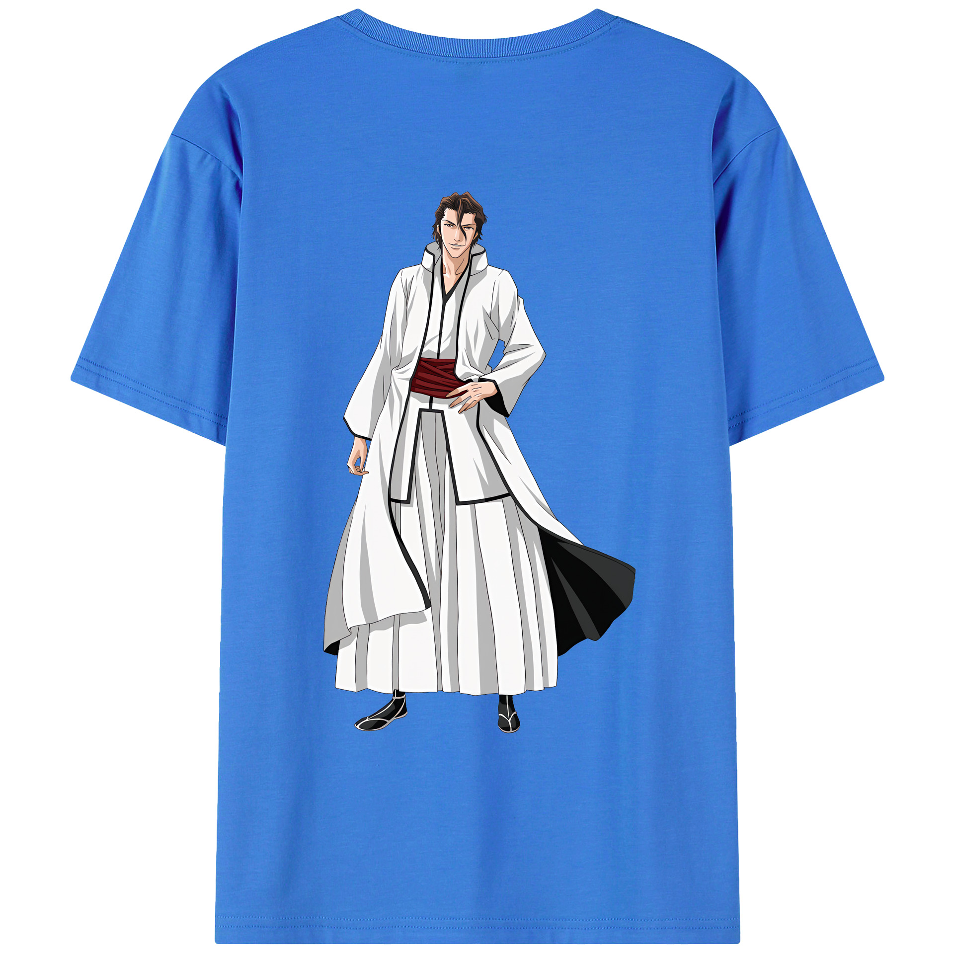 （画像用） ブリーチ 藍染 惣右介（あいぜん そうすけ） BLEACH Aizen Sousuke 綿100％ メンズ半袖Tシャツ（バックプリント） 通気性
