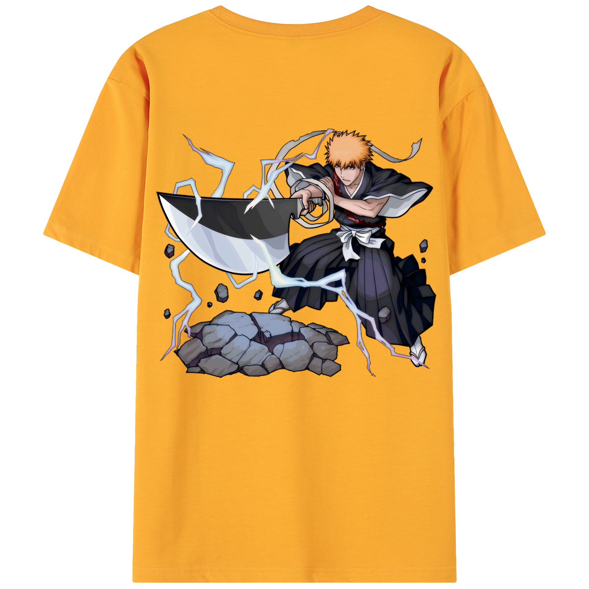 （画像用） ブリーチ 黒崎一護（くろさき いちご）BLEACH Kurosaki Ichigo 綿100％ メンズ半袖Tシャツ（バックプリント） 通気性