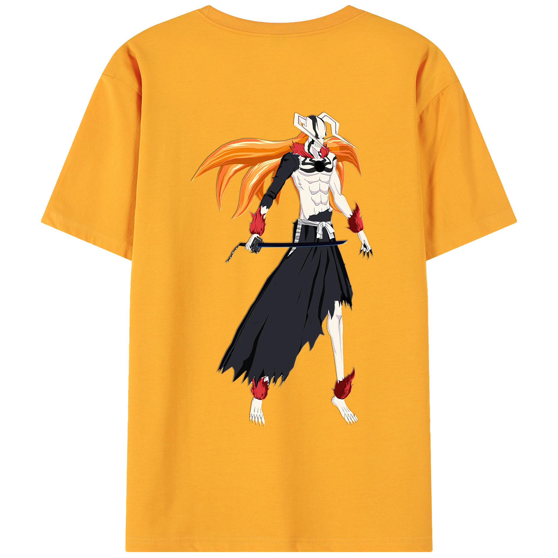 （画像用） ブリーチ 黒崎一護（くろさき いちご）BLEACH Kurosaki Ichigo 綿100％ メンズ半袖Tシャツ（バックプリント） 通気性