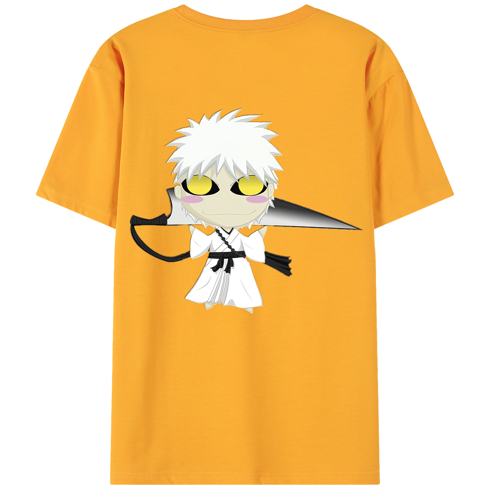 （画像用） ブリーチ 黒崎一護（くろさき いちご）BLEACH Kurosaki Ichigo 綿100％ メンズ半袖Tシャツ（バックプリント） 通気性