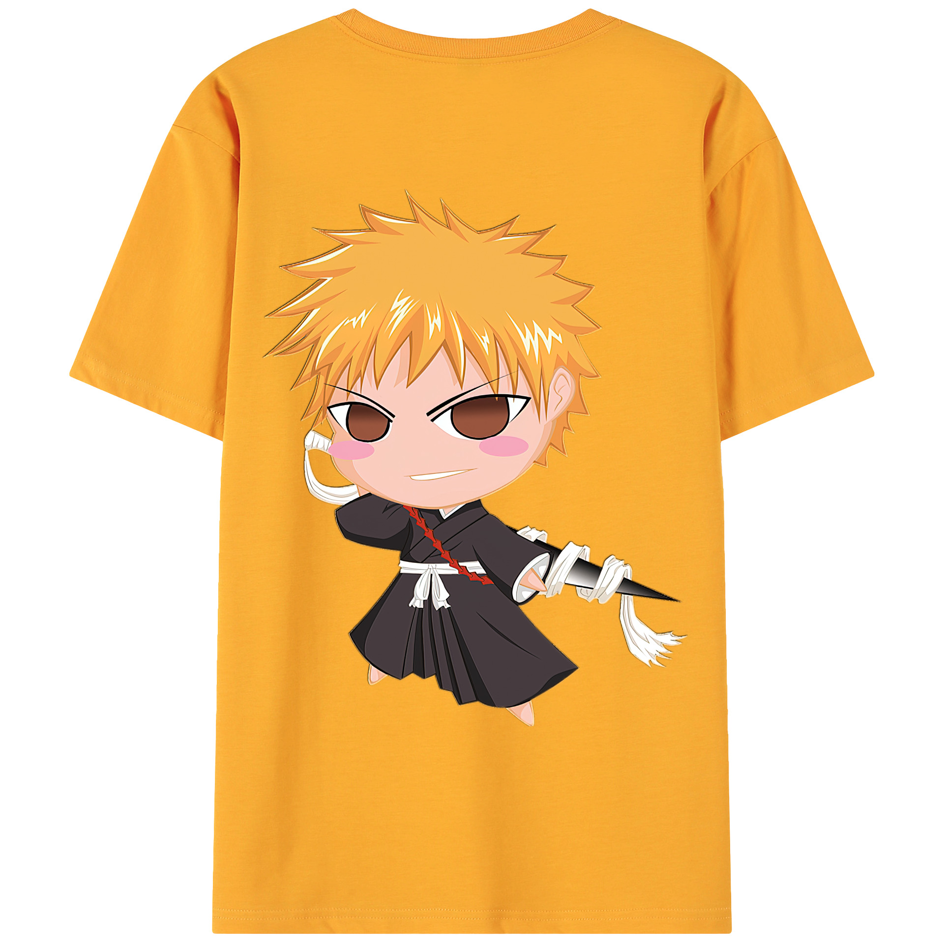 （画像用） ブリーチ 黒崎一護（くろさき いちご）BLEACH Kurosaki Ichigo 綿100％ メンズ半袖Tシャツ（バックプリント） 通気性