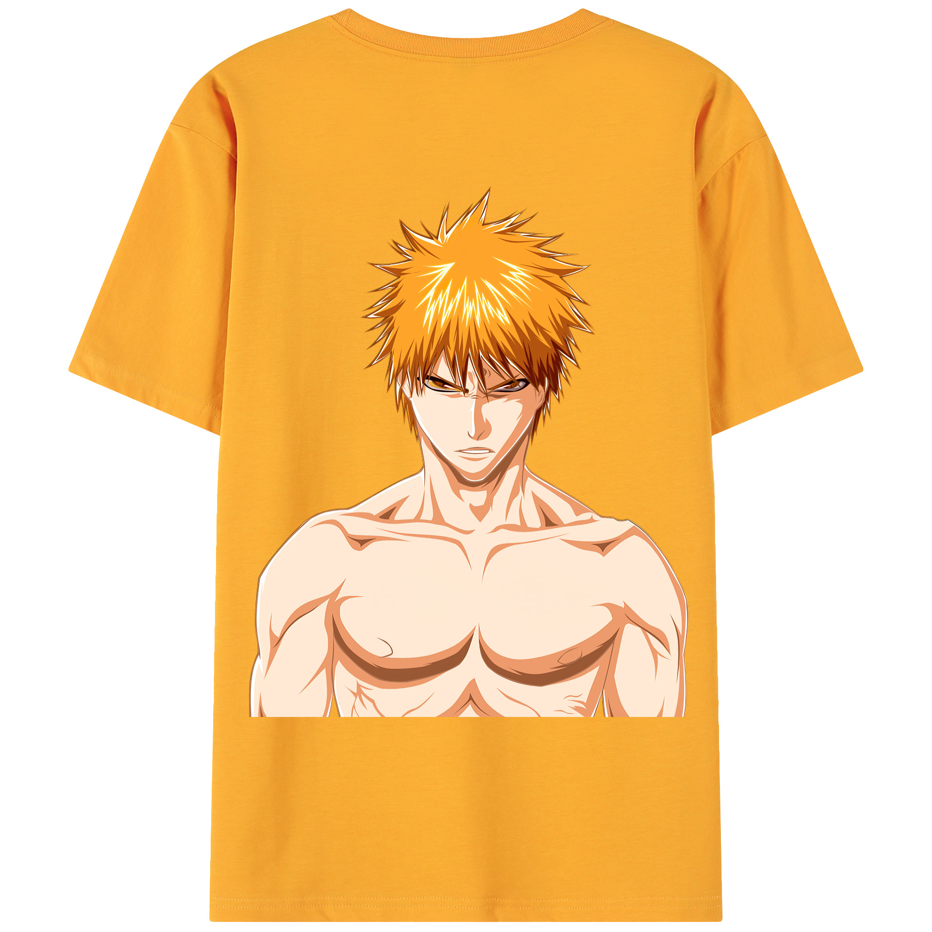 （画像用） ブリーチ 黒崎一護（くろさき いちご）BLEACH Kurosaki Ichigo 綿100％ メンズ半袖Tシャツ（バックプリント） 通気性