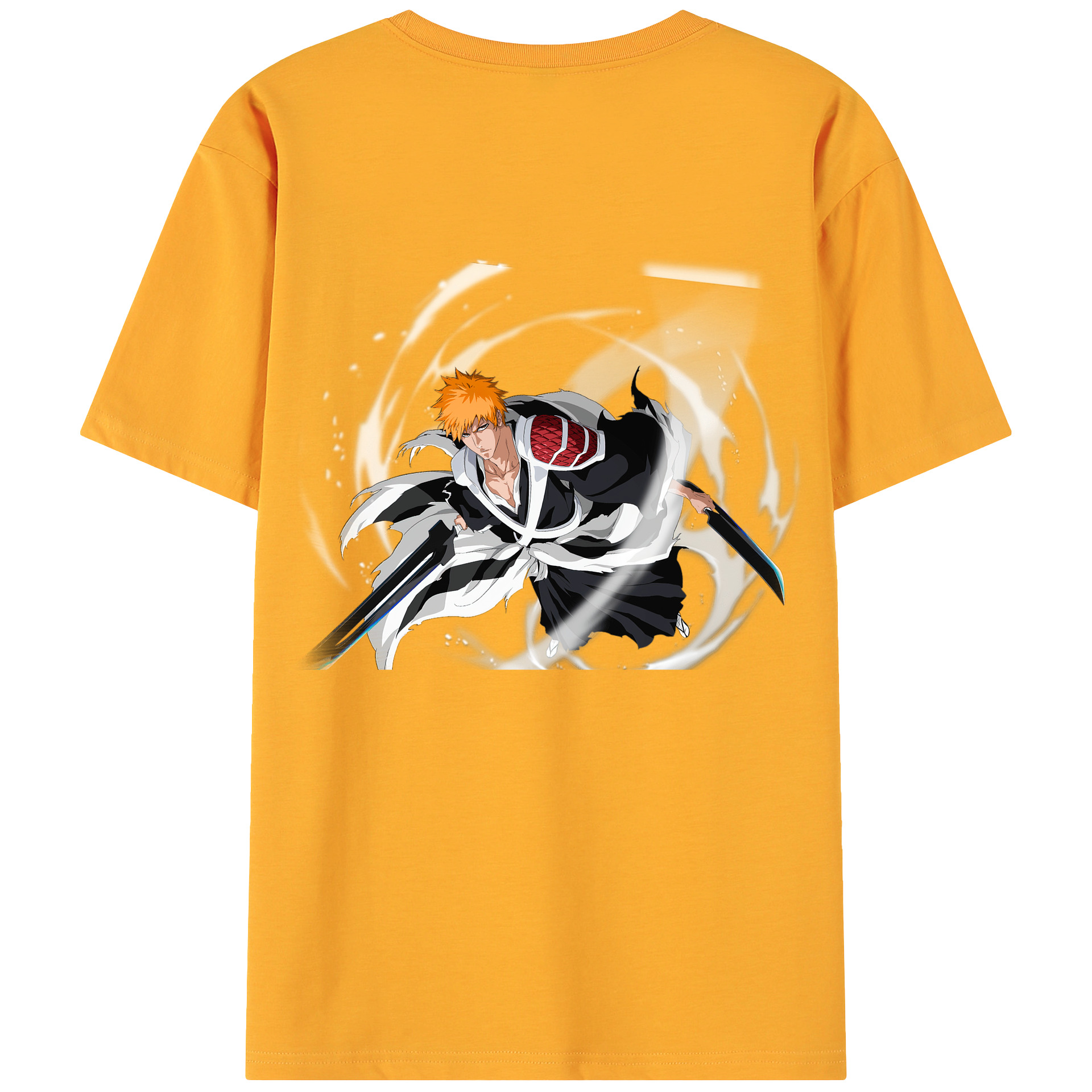 （画像用） ブリーチ 黒崎一護（くろさき いちご）BLEACH Kurosaki Ichigo 綿100％ メンズ半袖Tシャツ（バックプリント） 通気性