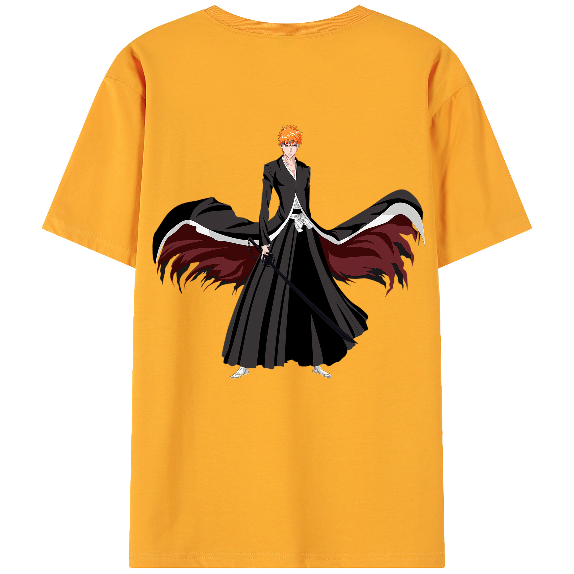 （画像用） ブリーチ 黒崎一護（くろさき いちご）BLEACH Kurosaki Ichigo 綿100％ メンズ半袖Tシャツ（バックプリント） 通気性