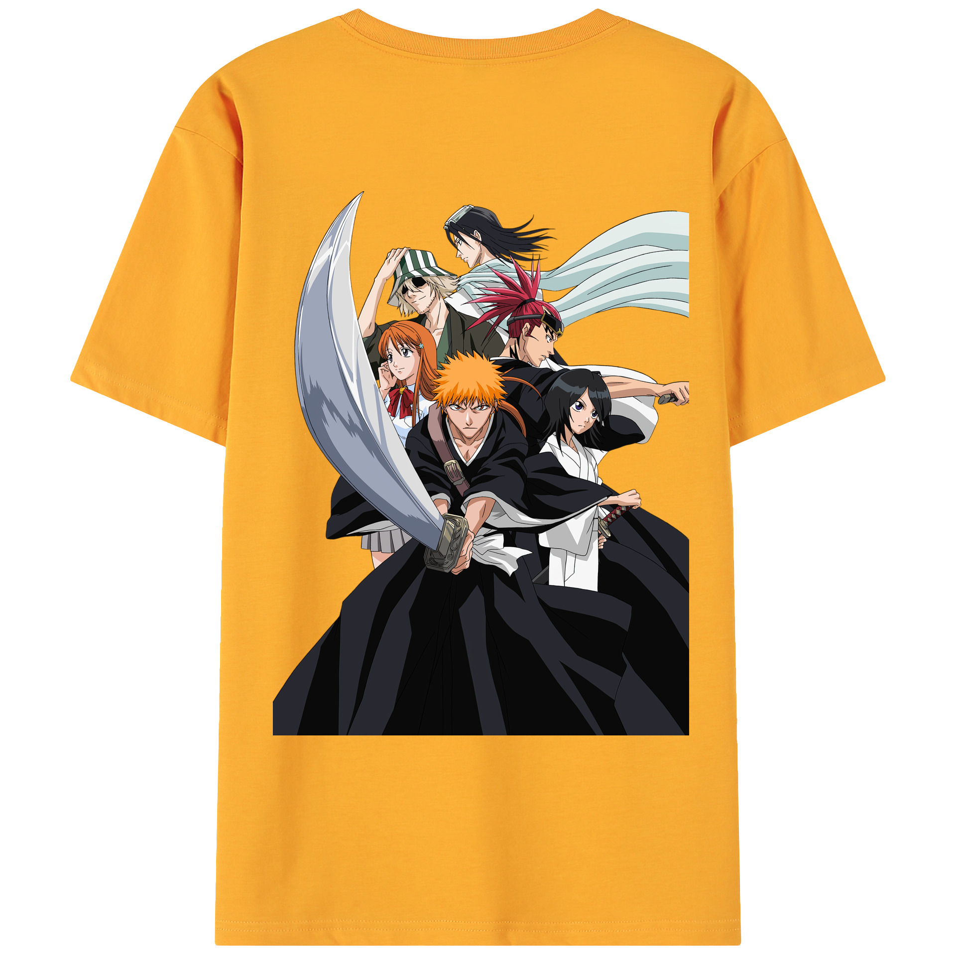 （画像用） ブリーチ 黒崎一護（くろさき いちご）BLEACH Kurosaki Ichigo 綿100％ メンズ半袖Tシャツ（バックプリント） 通気性