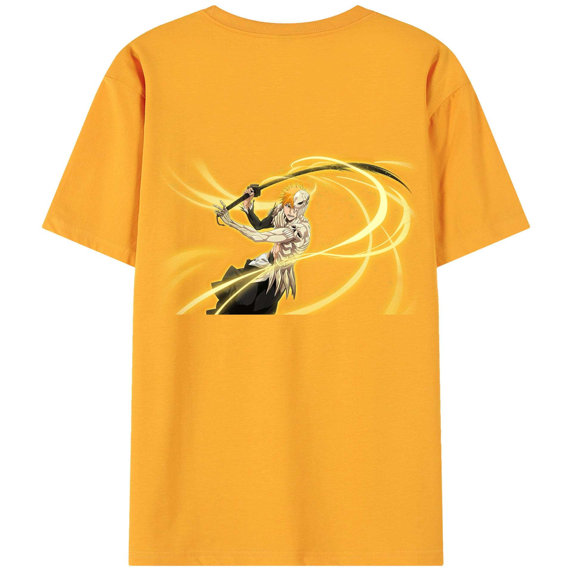 （画像用） ブリーチ 黒崎一護（くろさき いちご）BLEACH Kurosaki Ichigo 綿100％ メンズ半袖Tシャツ（バックプリント） 通気性