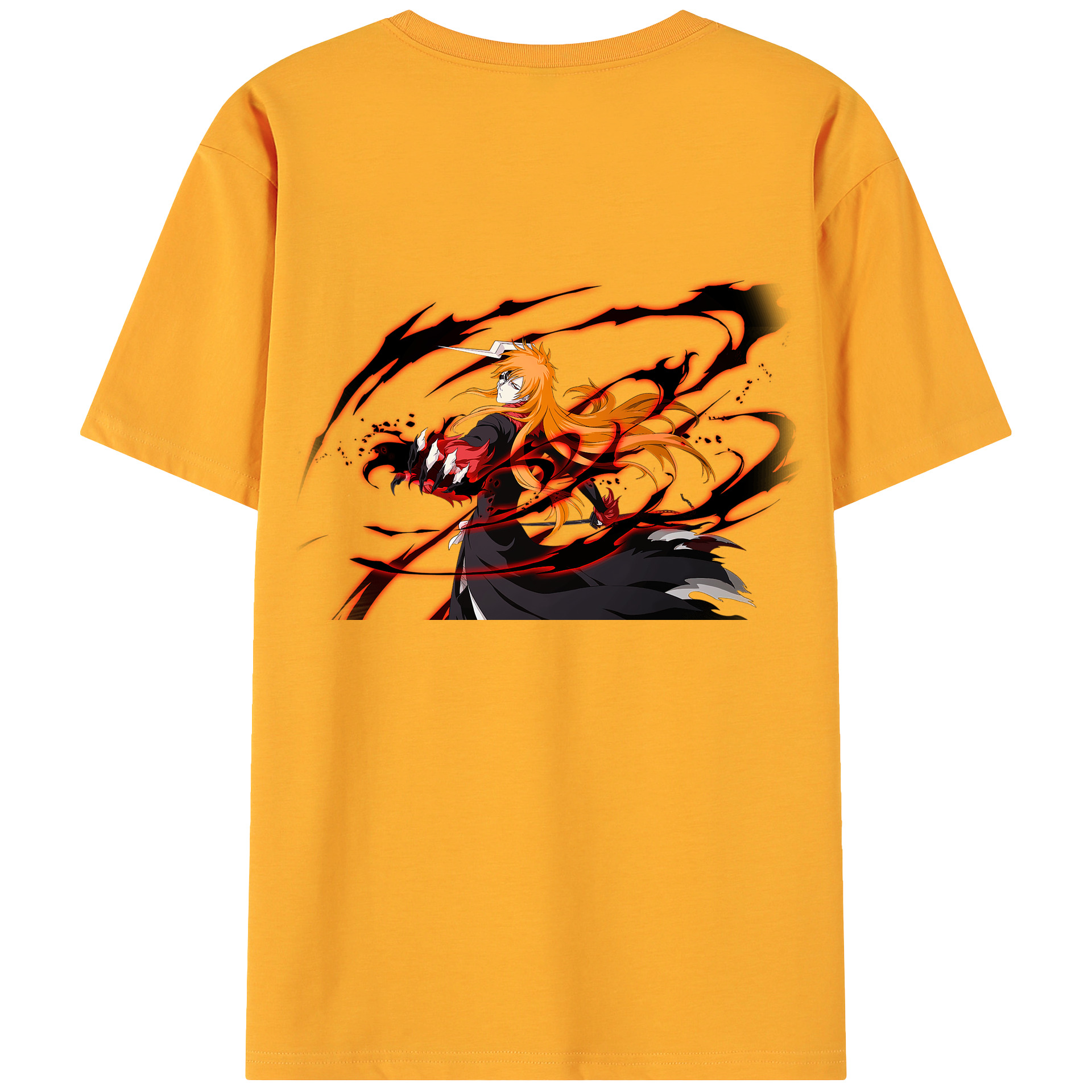 （画像用） ブリーチ 黒崎一護（くろさき いちご）BLEACH Kurosaki Ichigo 綿100％ メンズ半袖Tシャツ（バックプリント） 通気性