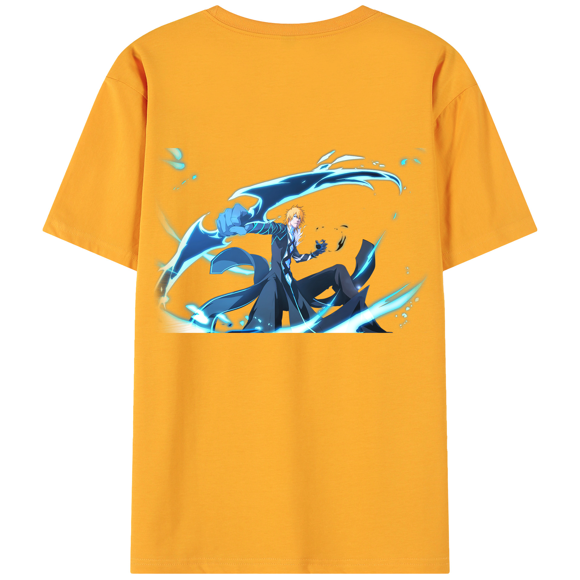 （画像用） ブリーチ 黒崎一護（くろさき いちご）BLEACH Kurosaki Ichigo 綿100％ メンズ半袖Tシャツ（バックプリント） 通気性