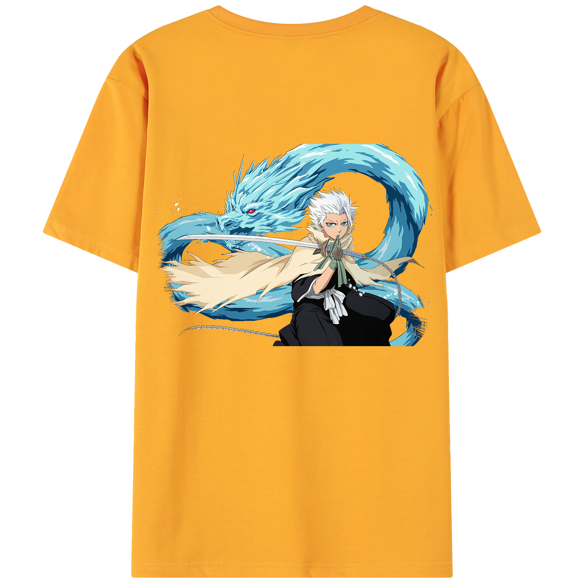 （画像用） ブリーチ 日番谷冬獅郎（ひつがや とうしろう） BLEACH Hitsugaya Toushirou 綿100％ メンズ半袖Tシャツ（バックプリント） 通気性