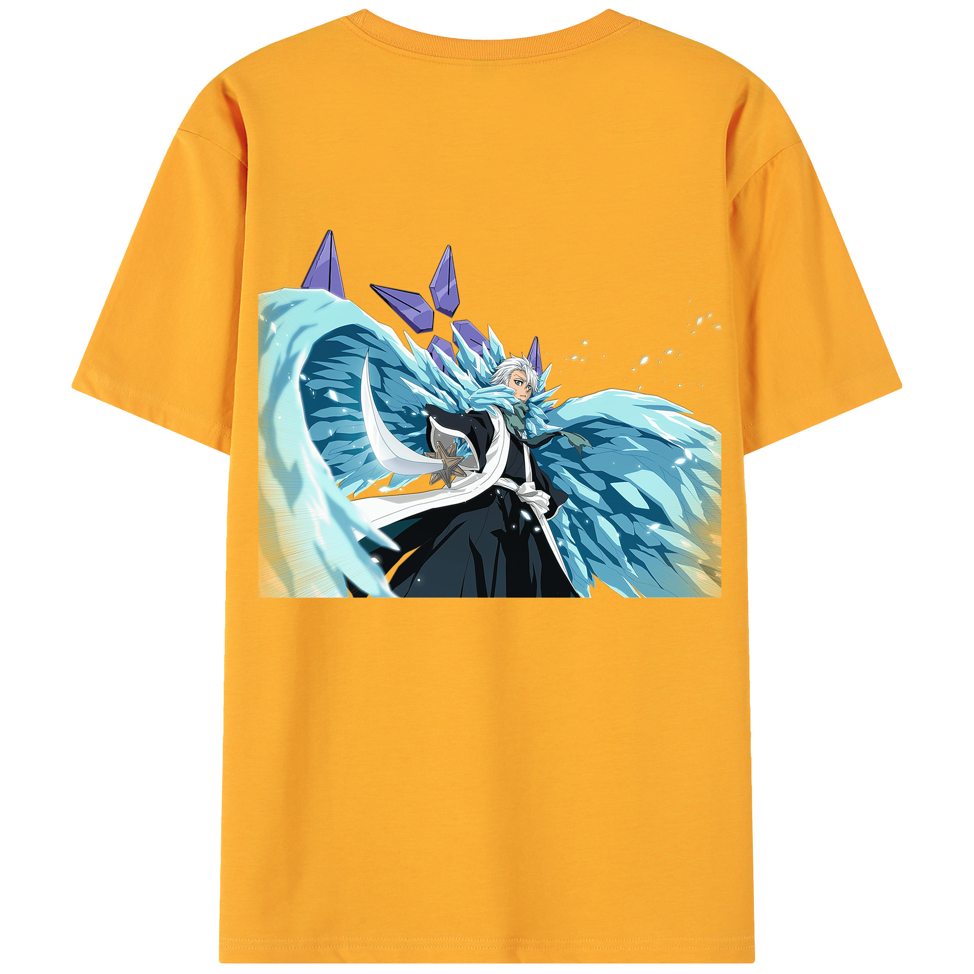 （画像用） ブリーチ 日番谷冬獅郎（ひつがや とうしろう） BLEACH Hitsugaya Toushirou 綿100％ メンズ半袖Tシャツ（バックプリント） 通気性