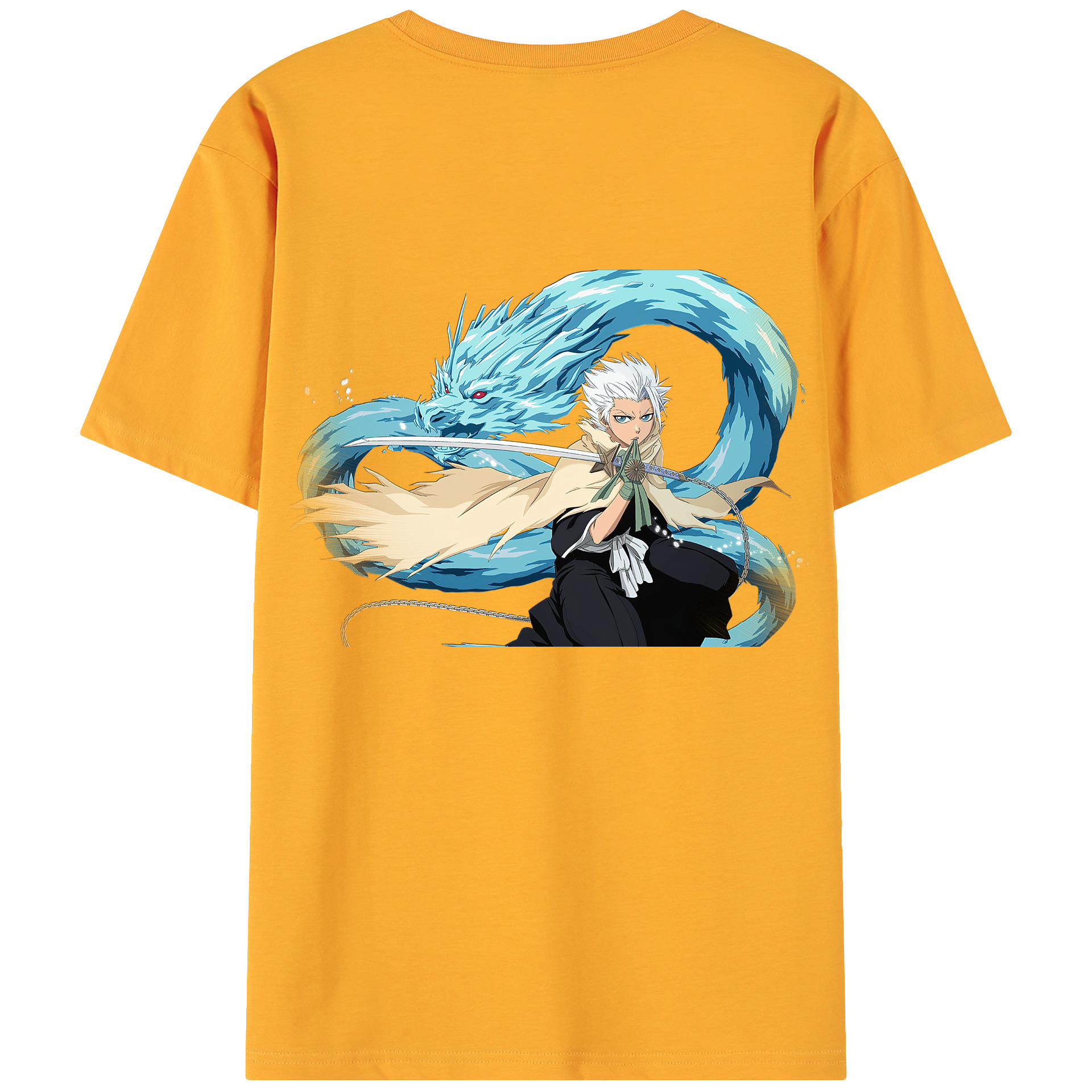（画像用） ブリーチ 日番谷冬獅郎（ひつがや とうしろう） BLEACH Hitsugaya Toushirou 綿100％ メンズ半袖Tシャツ（バックプリント） 通気性