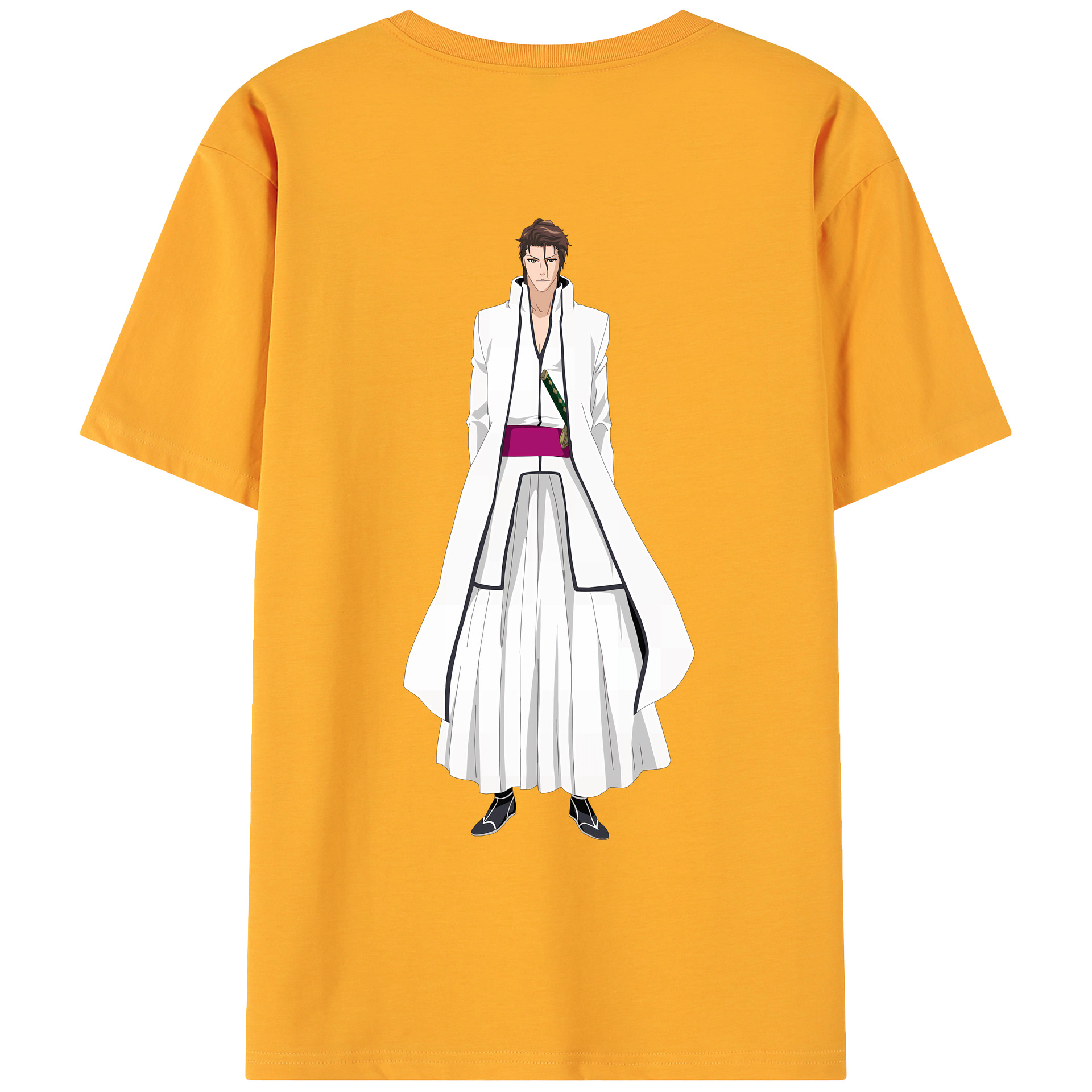 （画像用） ブリーチ 藍染 惣右介（あいぜん そうすけ） BLEACH Aizen Sousuke 綿100％ メンズ半袖Tシャツ（バックプリント） 通気性