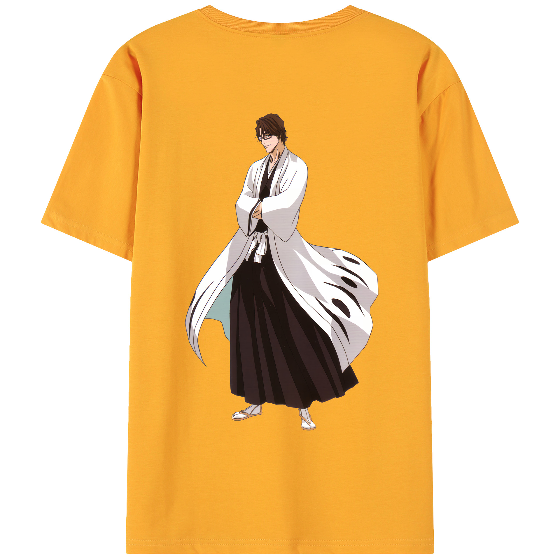 （画像用） ブリーチ 藍染 惣右介（あいぜん そうすけ） BLEACH Aizen Sousuke 綿100％ メンズ半袖Tシャツ（バックプリント） 通気性