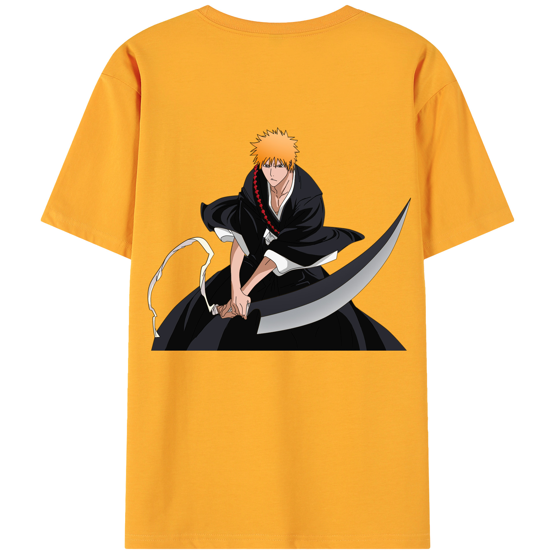 （画像用） ブリーチ 黒崎一護（くろさき いちご）BLEACH Kurosaki Ichigo 綿100％ メンズ半袖Tシャツ（バックプリント） 通気性