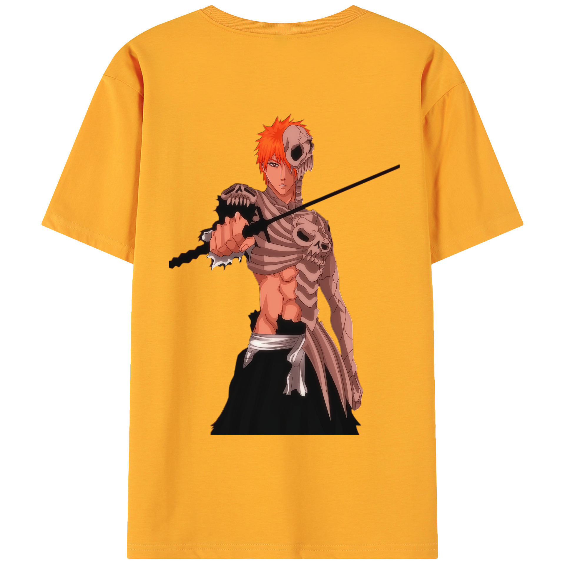 （画像用） ブリーチ 黒崎一護（くろさき いちご）BLEACH Kurosaki Ichigo 綿100％ メンズ半袖Tシャツ（バックプリント） 通気性