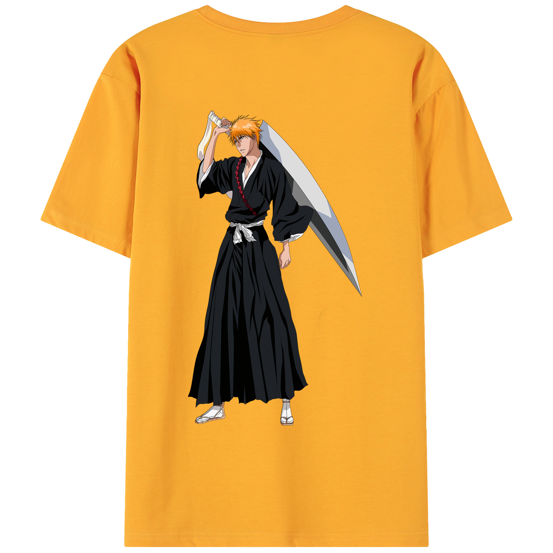 （画像用） ブリーチ 黒崎一護（くろさき いちご）BLEACH Kurosaki Ichigo 綿100％ メンズ半袖Tシャツ（バックプリント） 通気性