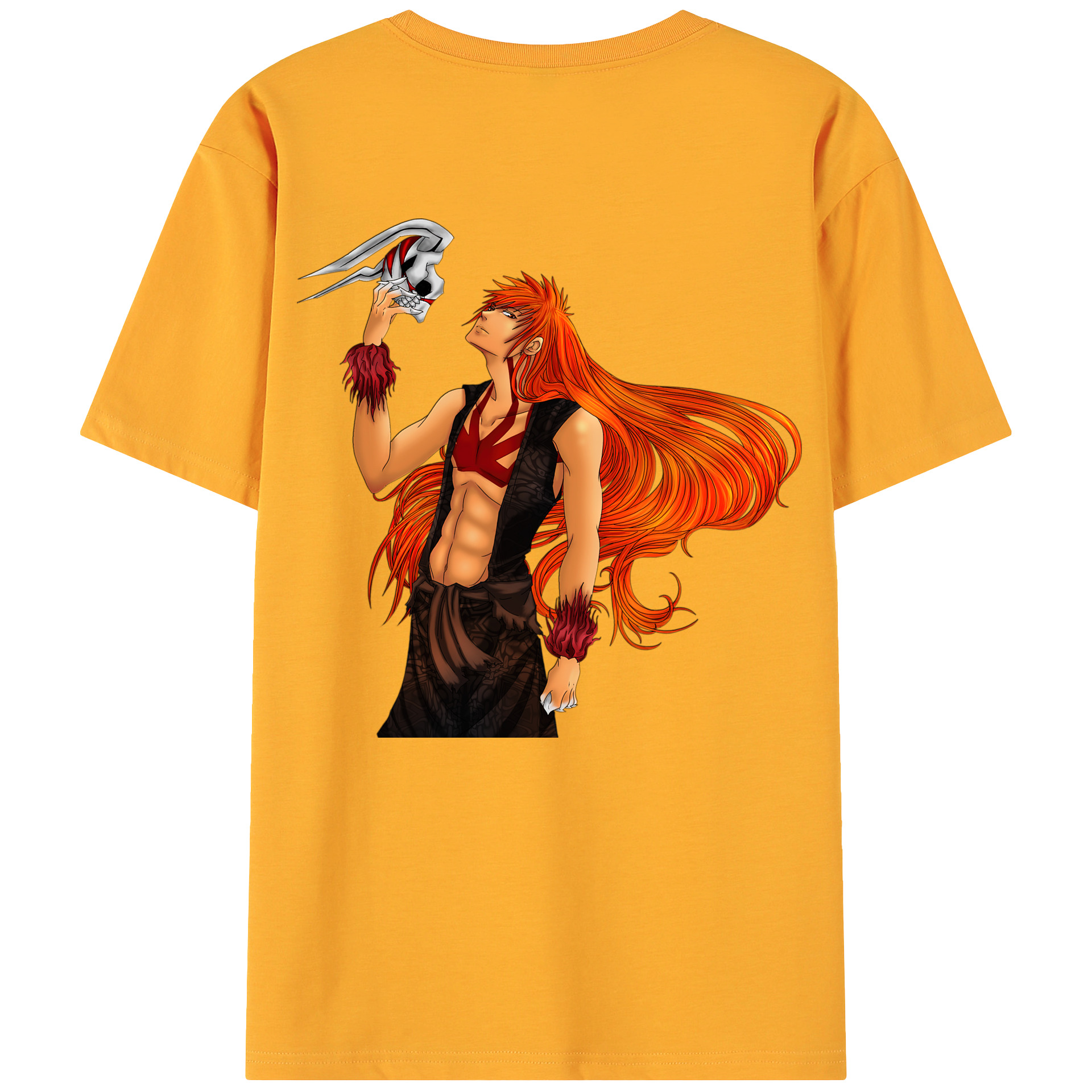 （画像用） ブリーチ 黒崎一護（くろさき いちご）BLEACH Kurosaki Ichigo 綿100％ メンズ半袖Tシャツ（バックプリント） 通気性
