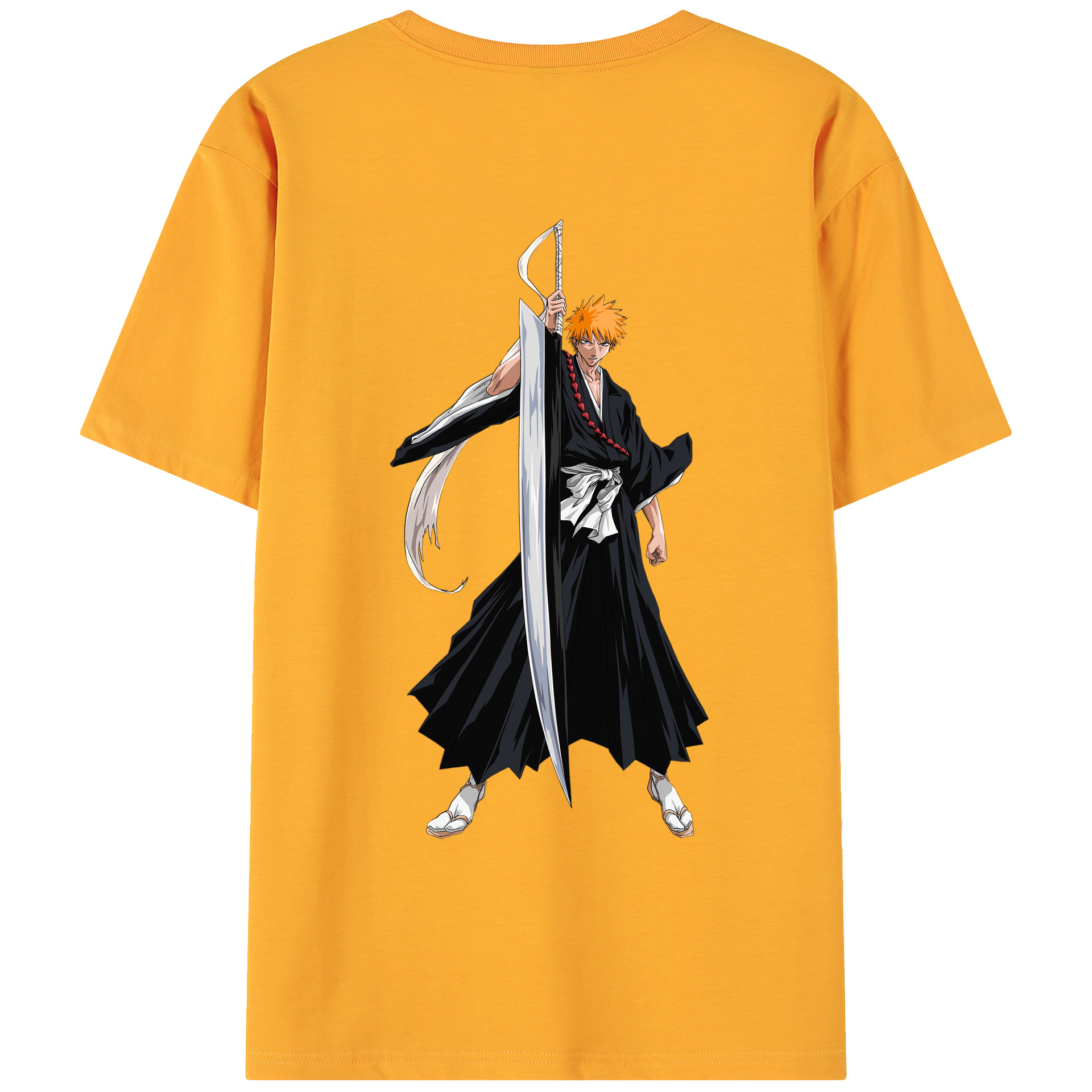 （画像用） ブリーチ 黒崎一護（くろさき いちご）BLEACH Kurosaki Ichigo 綿100％ メンズ半袖Tシャツ（バックプリント） 通気性