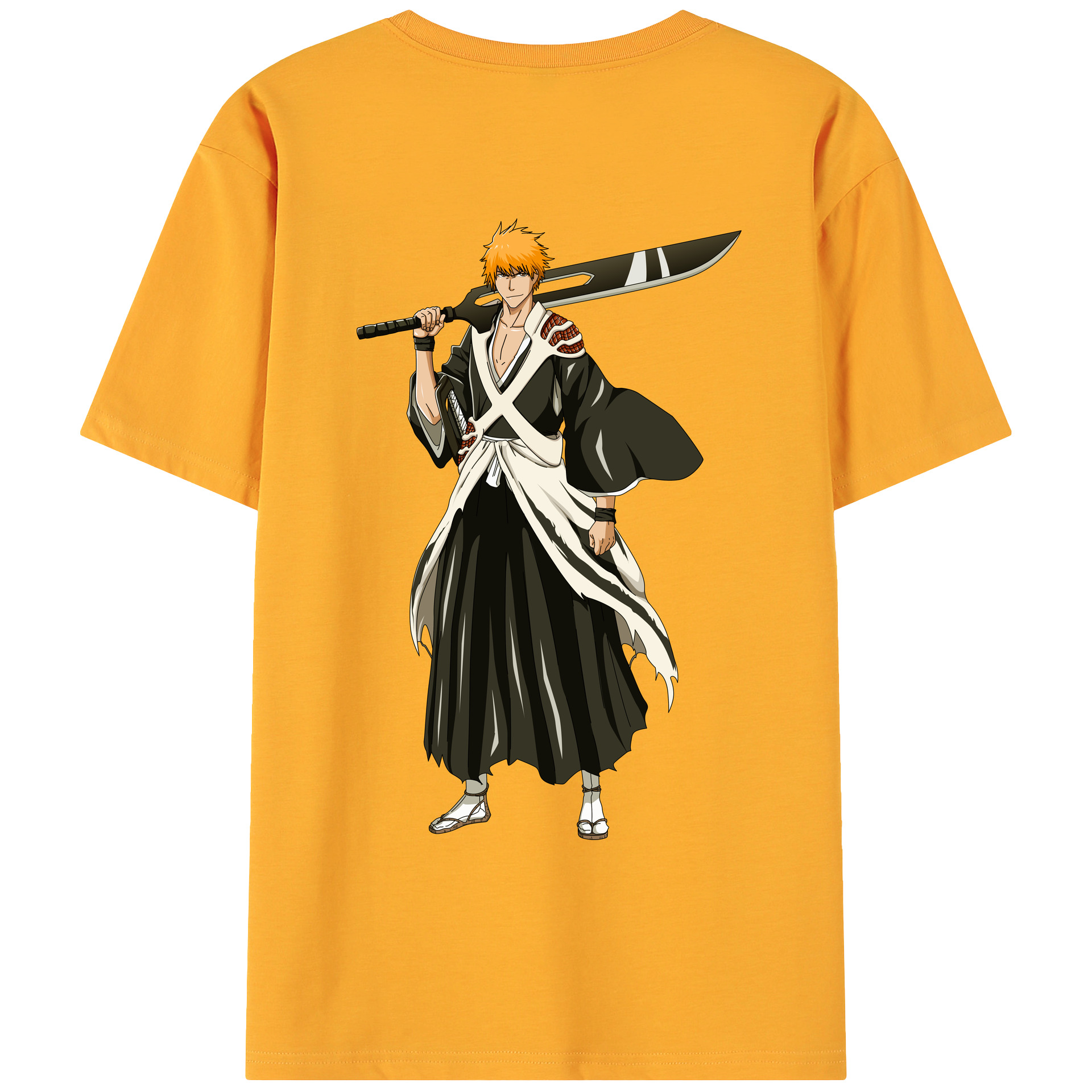 （画像用） ブリーチ 黒崎一護（くろさき いちご）BLEACH Kurosaki Ichigo 綿100％ メンズ半袖Tシャツ（バックプリント） 通気性