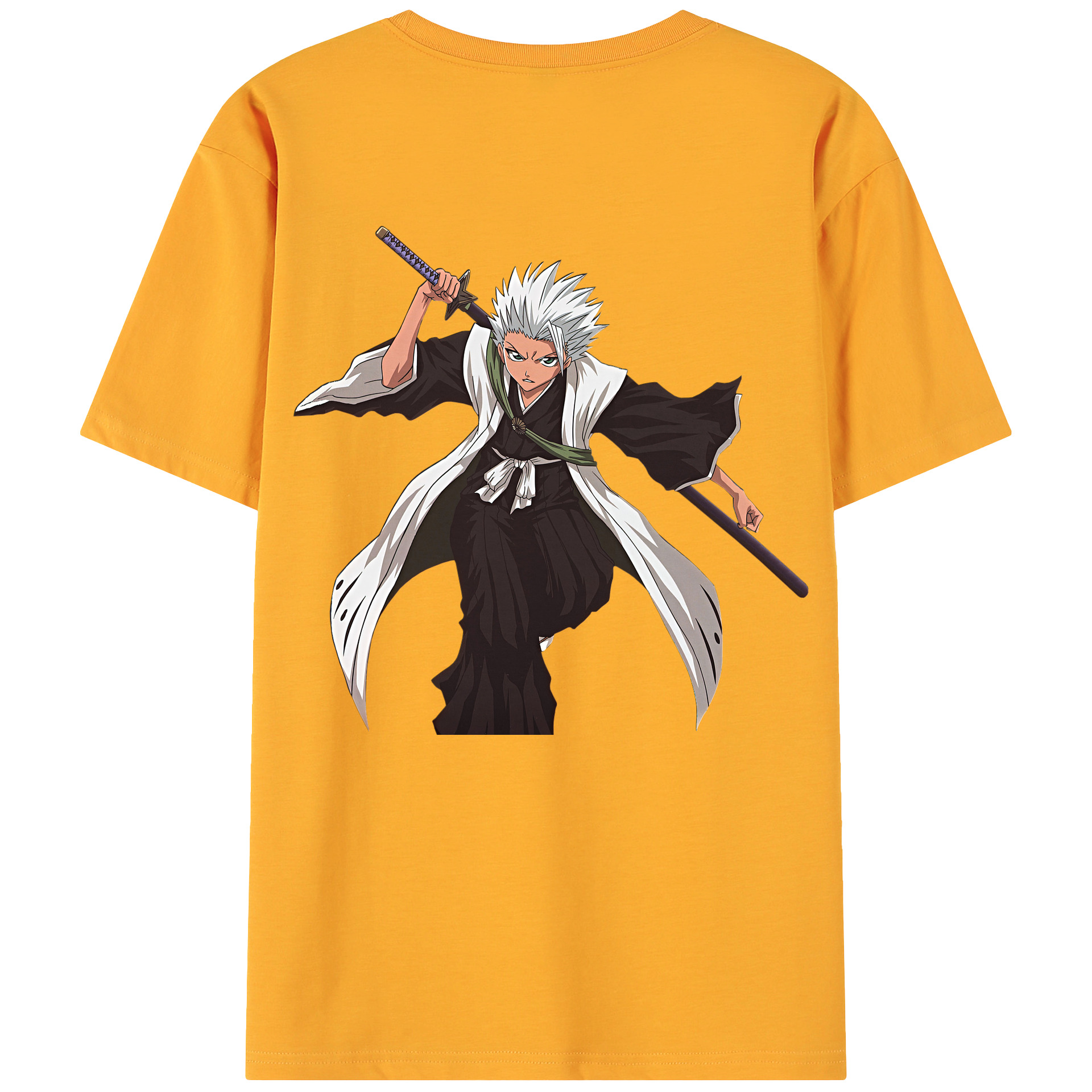 （画像用） ブリーチ 日番谷冬獅郎（ひつがや とうしろう） BLEACH Hitsugaya Toushirou 綿100％ メンズ半袖Tシャツ（バックプリント） 通気性