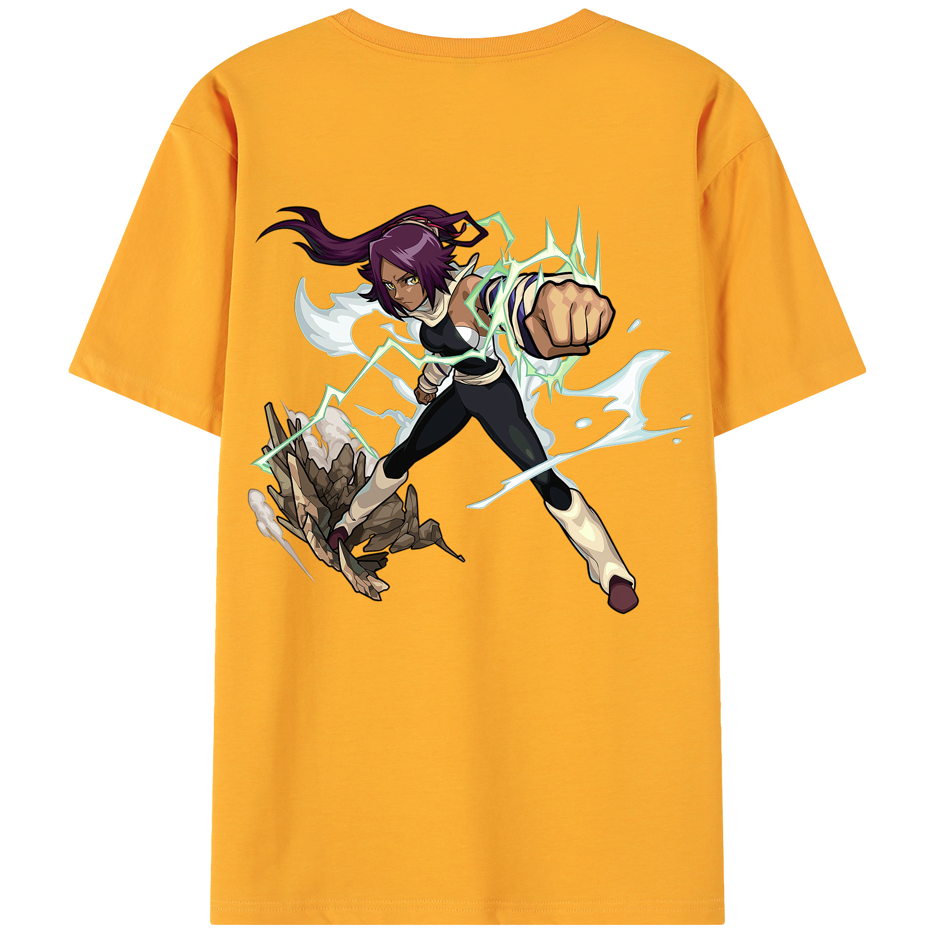 （画像用） ブリーチ 四楓院 夜一（しほういん よるいち） BLEACH Shihouin Yoruichi 綿100％ メンズ半袖Tシャツ（バックプリント） 通気性