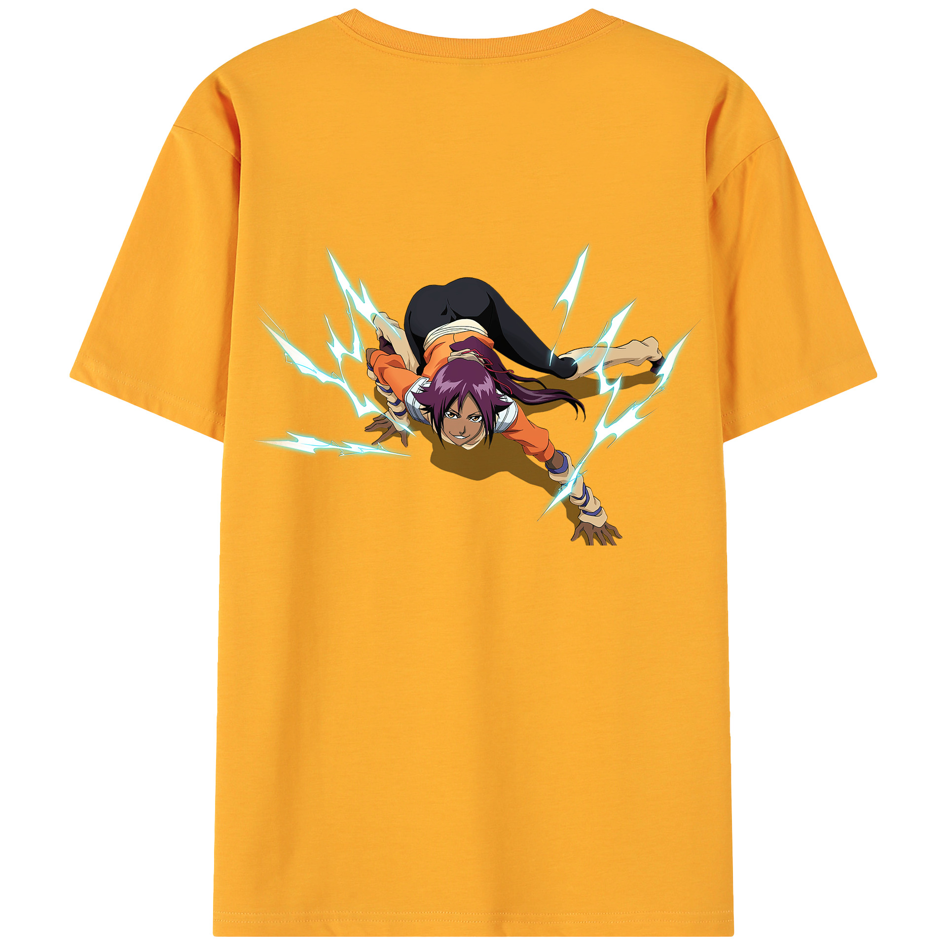 （画像用） ブリーチ 四楓院 夜一（しほういん よるいち） BLEACH Shihouin Yoruichi 綿100％ メンズ半袖Tシャツ（バックプリント） 通気性