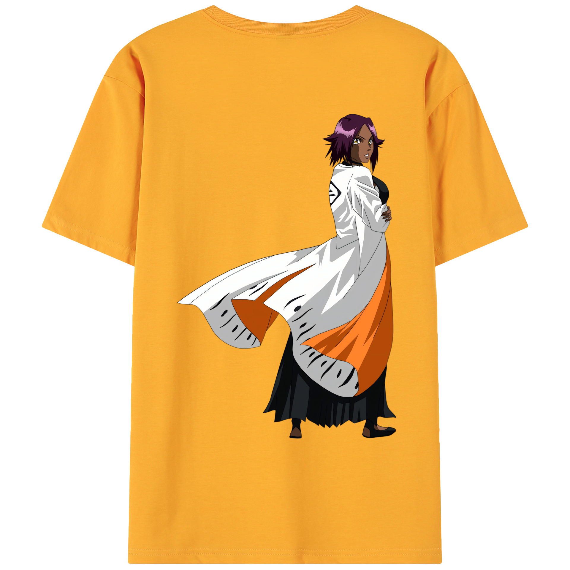 （画像用） ブリーチ 四楓院 夜一（しほういん よるいち） BLEACH Shihouin Yoruichi 綿100％ メンズ半袖Tシャツ（バックプリント） 通気性