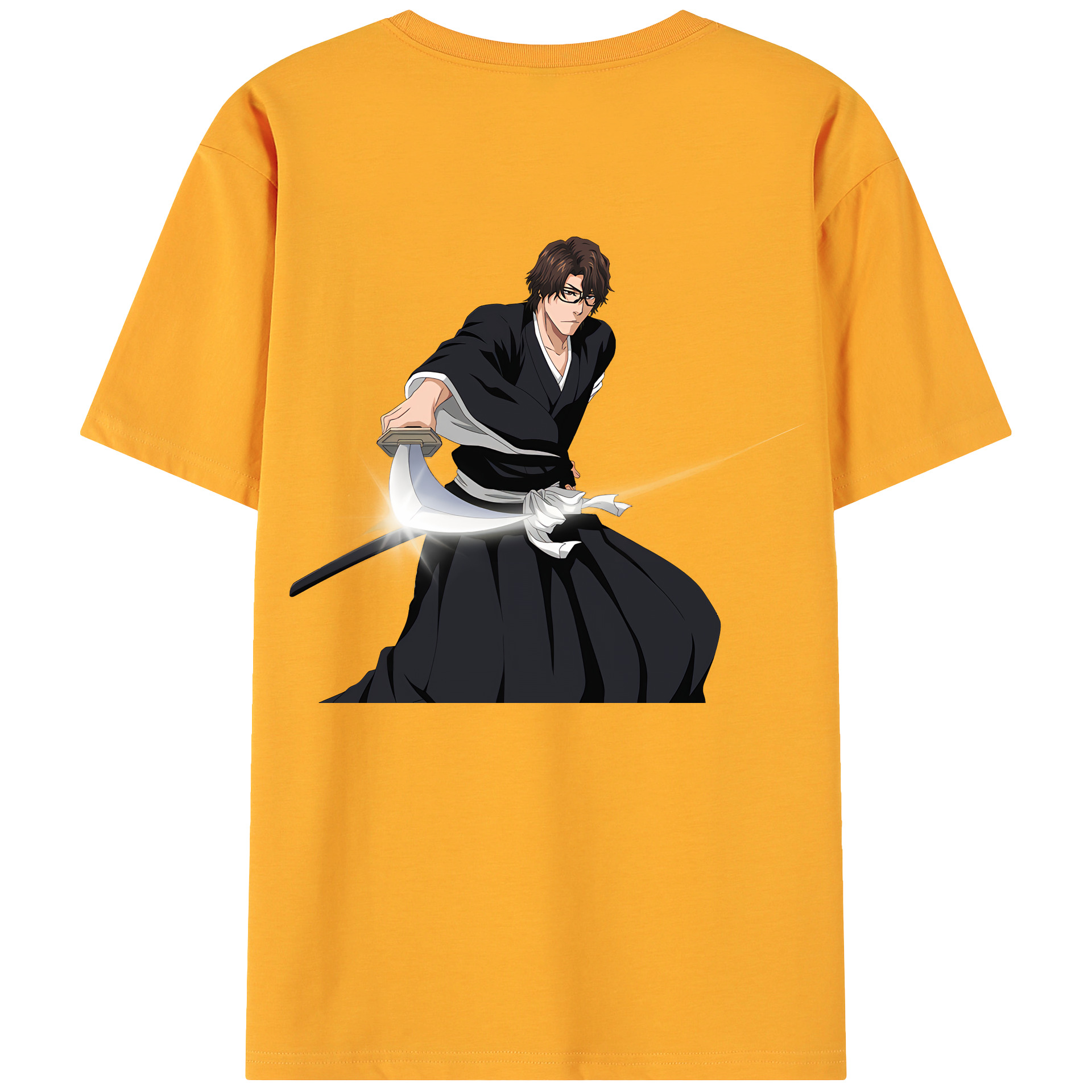 （画像用） ブリーチ 藍染 惣右介（あいぜん そうすけ） BLEACH Aizen Sousuke 綿100％ メンズ半袖Tシャツ（バックプリント） 通気性