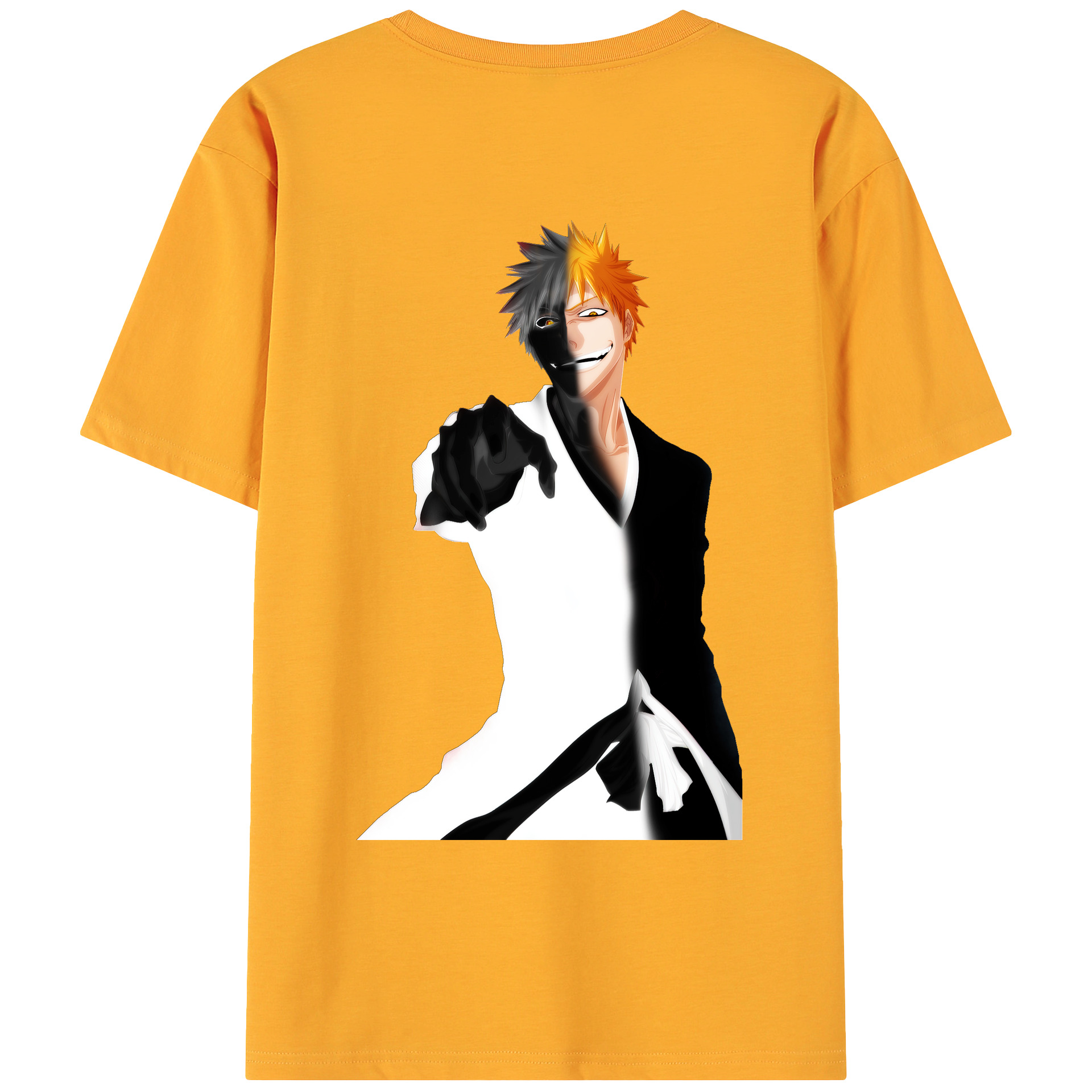 （画像用） ブリーチ 黒崎一護（くろさき いちご）BLEACH Kurosaki Ichigo 綿100％ メンズ半袖Tシャツ（バックプリント） 通気性