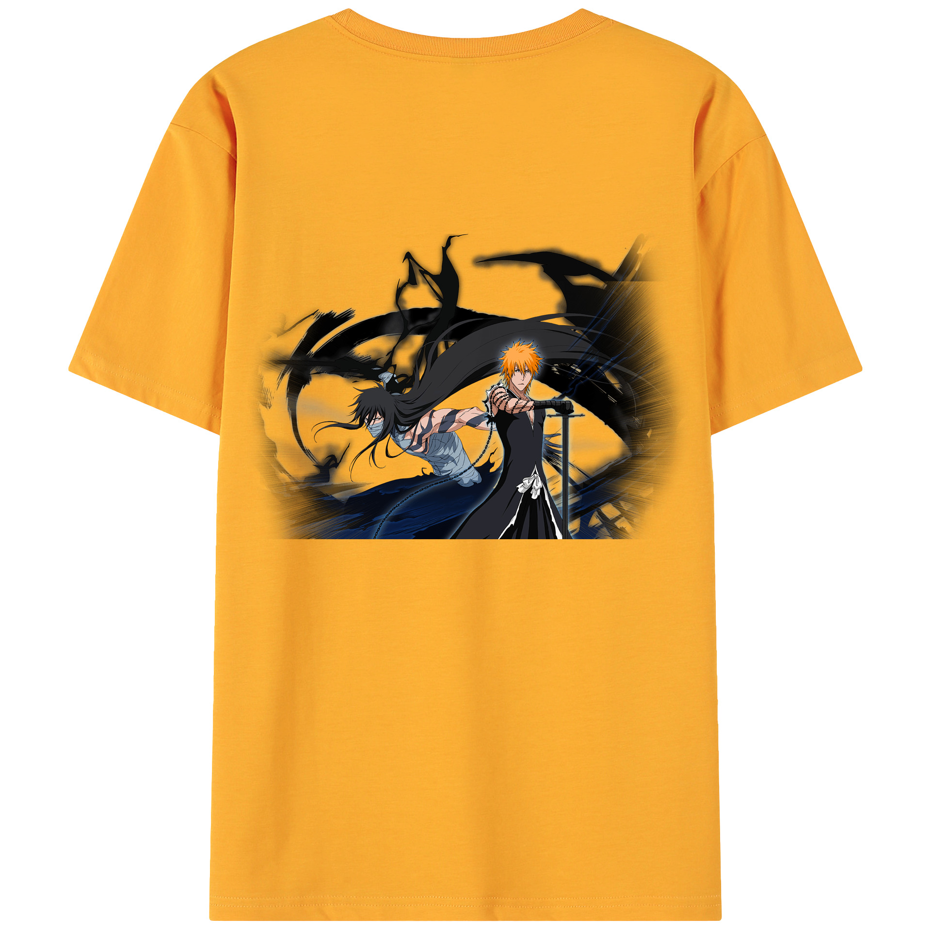 （画像用） ブリーチ 黒崎一護（くろさき いちご）BLEACH Kurosaki Ichigo 綿100％ メンズ半袖Tシャツ（バックプリント） 通気性