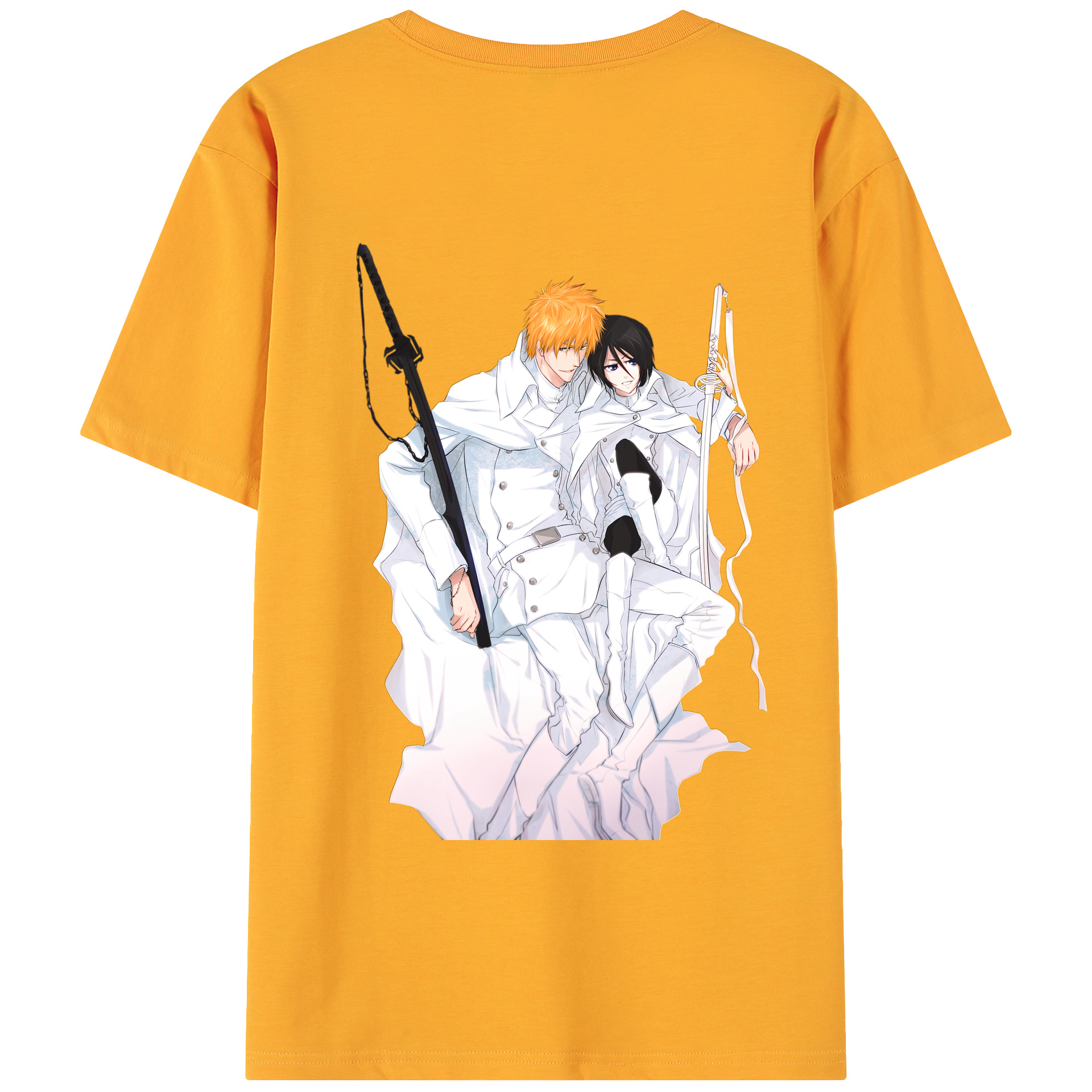 （画像用） ブリーチ 黒崎一護（くろさき いちご）BLEACH Kurosaki Ichigo 綿100％ メンズ半袖Tシャツ（バックプリント） 通気性