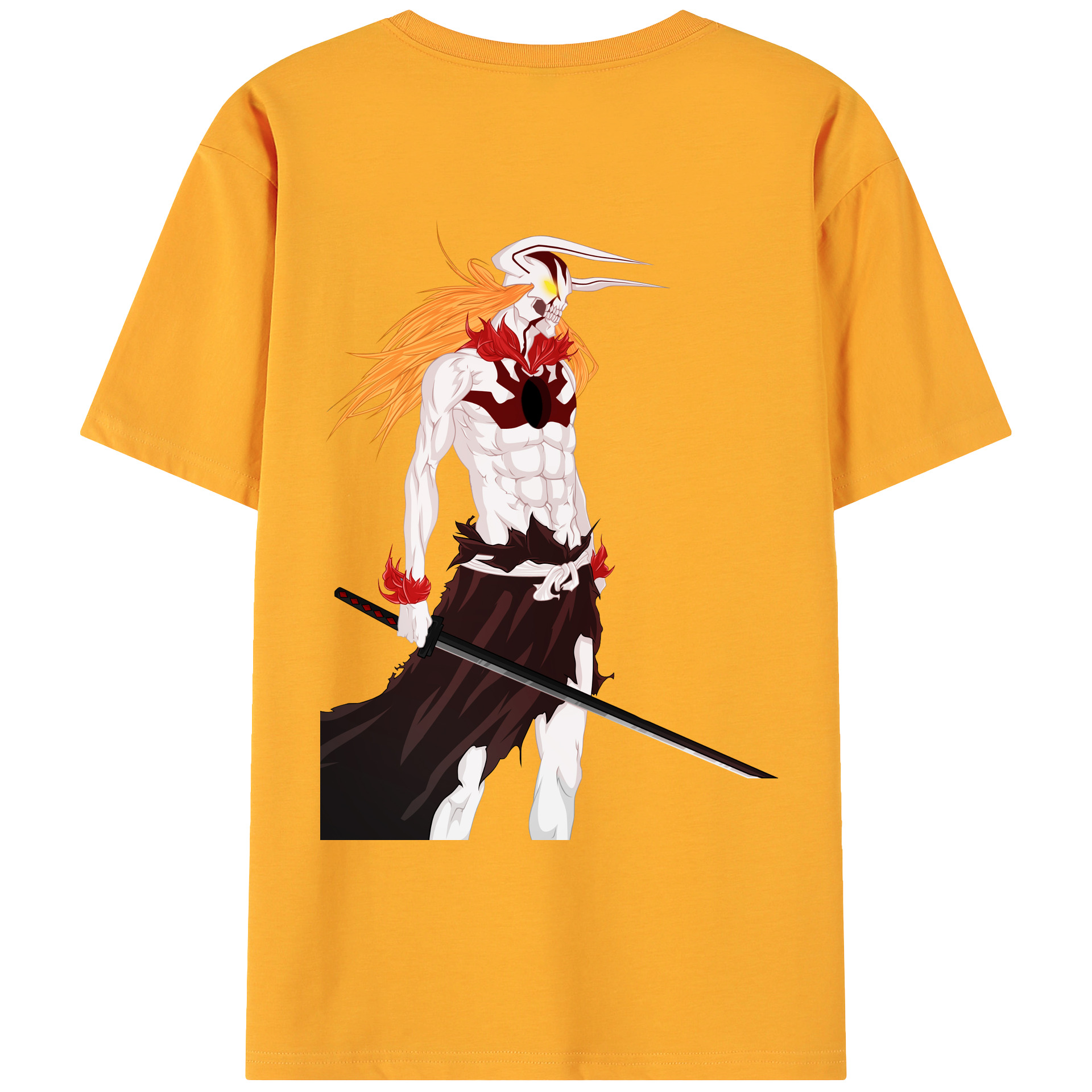 （画像用） ブリーチ 黒崎一護（くろさき いちご）BLEACH Kurosaki Ichigo 綿100％ メンズ半袖Tシャツ（バックプリント） 通気性